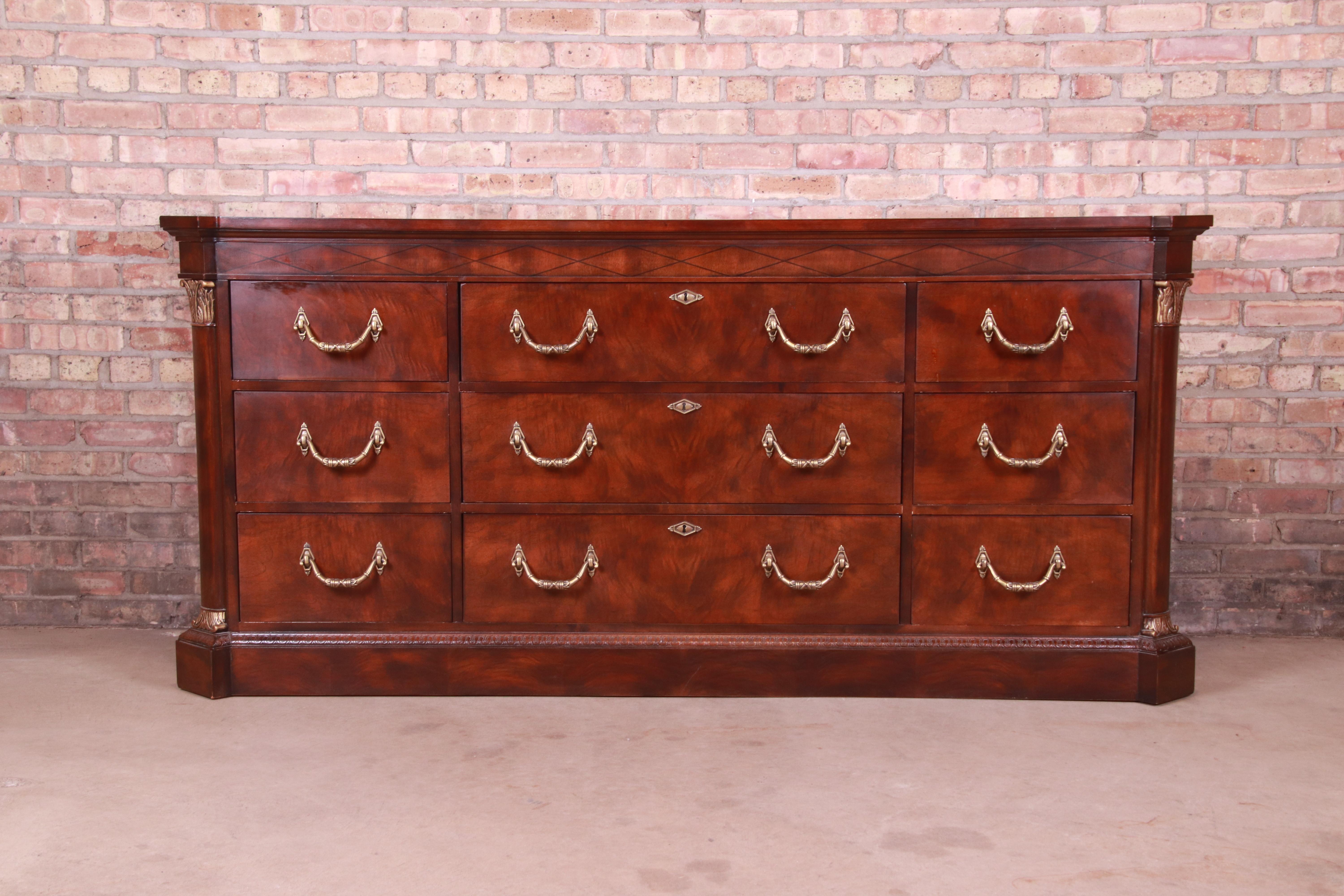Henredon French Empire Mahogany Triple Dresser or Credenza In Good Condition In South Bend, IN
