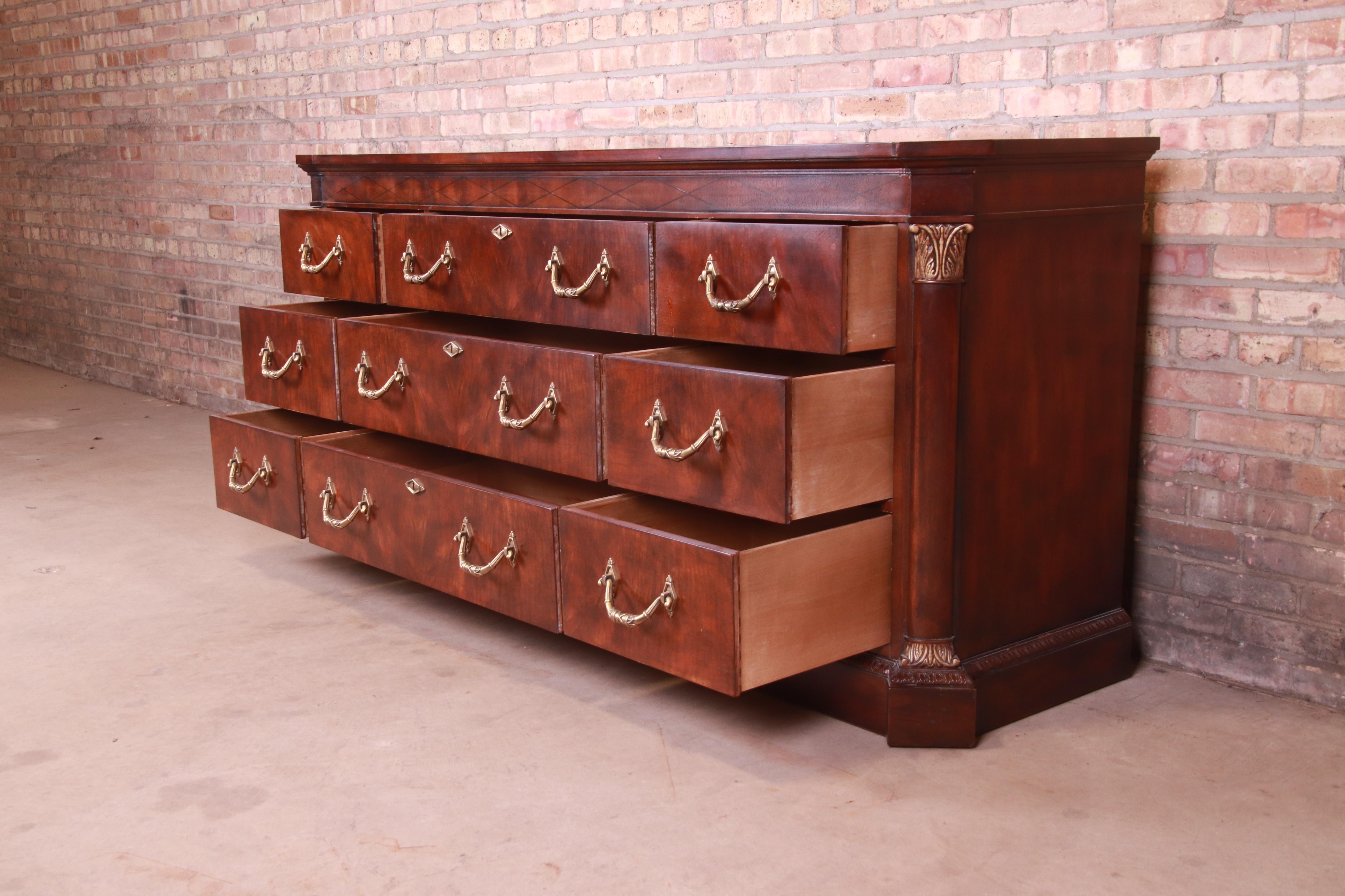 Henredon French Empire Mahogany Triple Dresser or Credenza 1