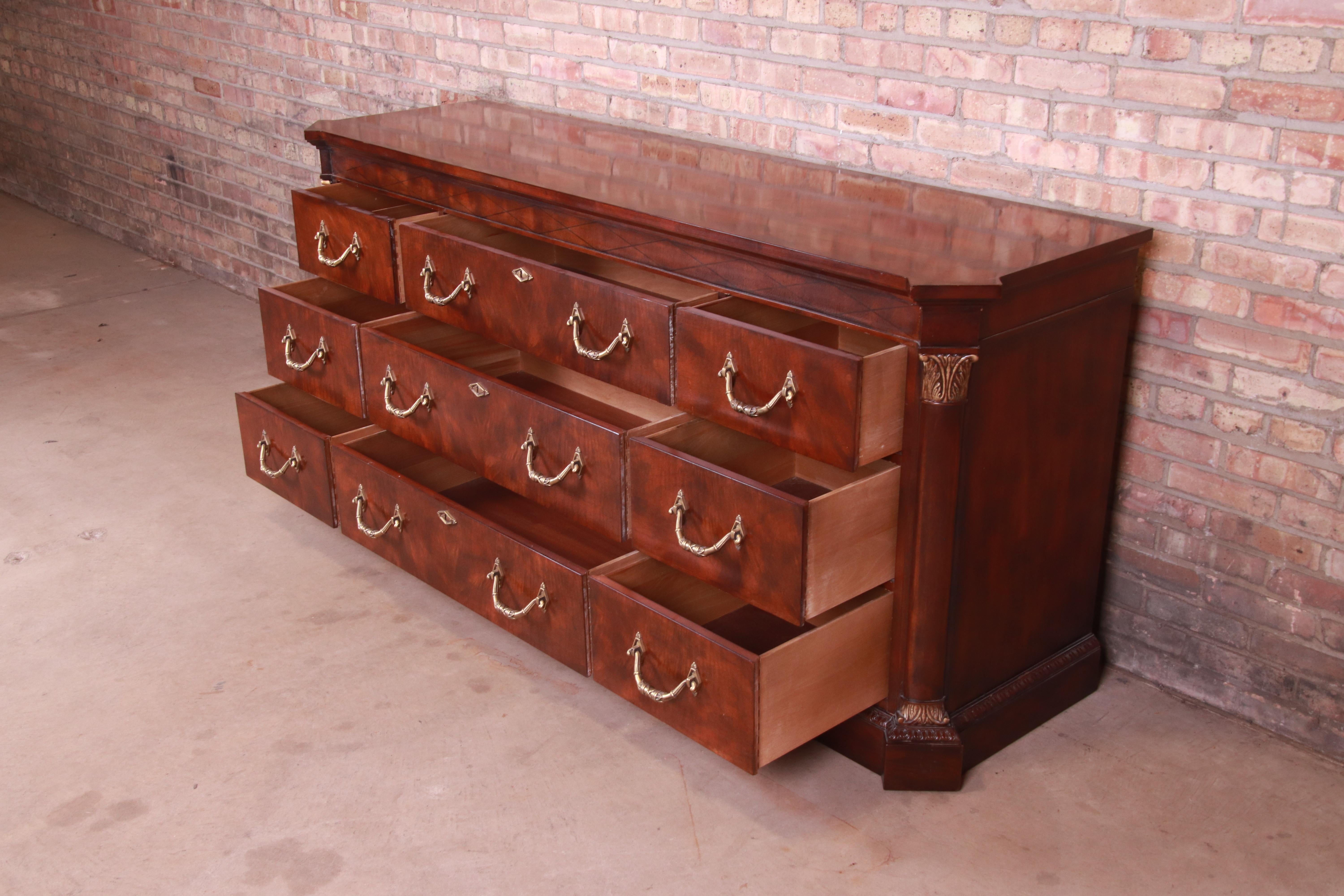 Henredon French Empire Mahogany Triple Dresser or Credenza 2
