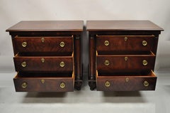 Henredon French Empire Neoclassical Style Mahogany 3 Drawer Nightstands, a Pair