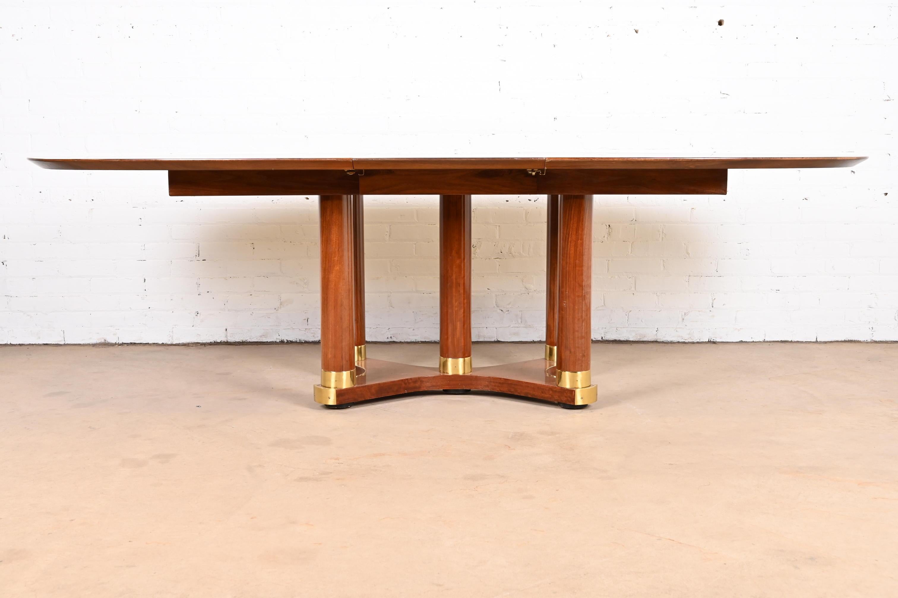 Henredon French Empire Pedestal Dining Table in Exotic Brazilian Daniella Wood For Sale 5