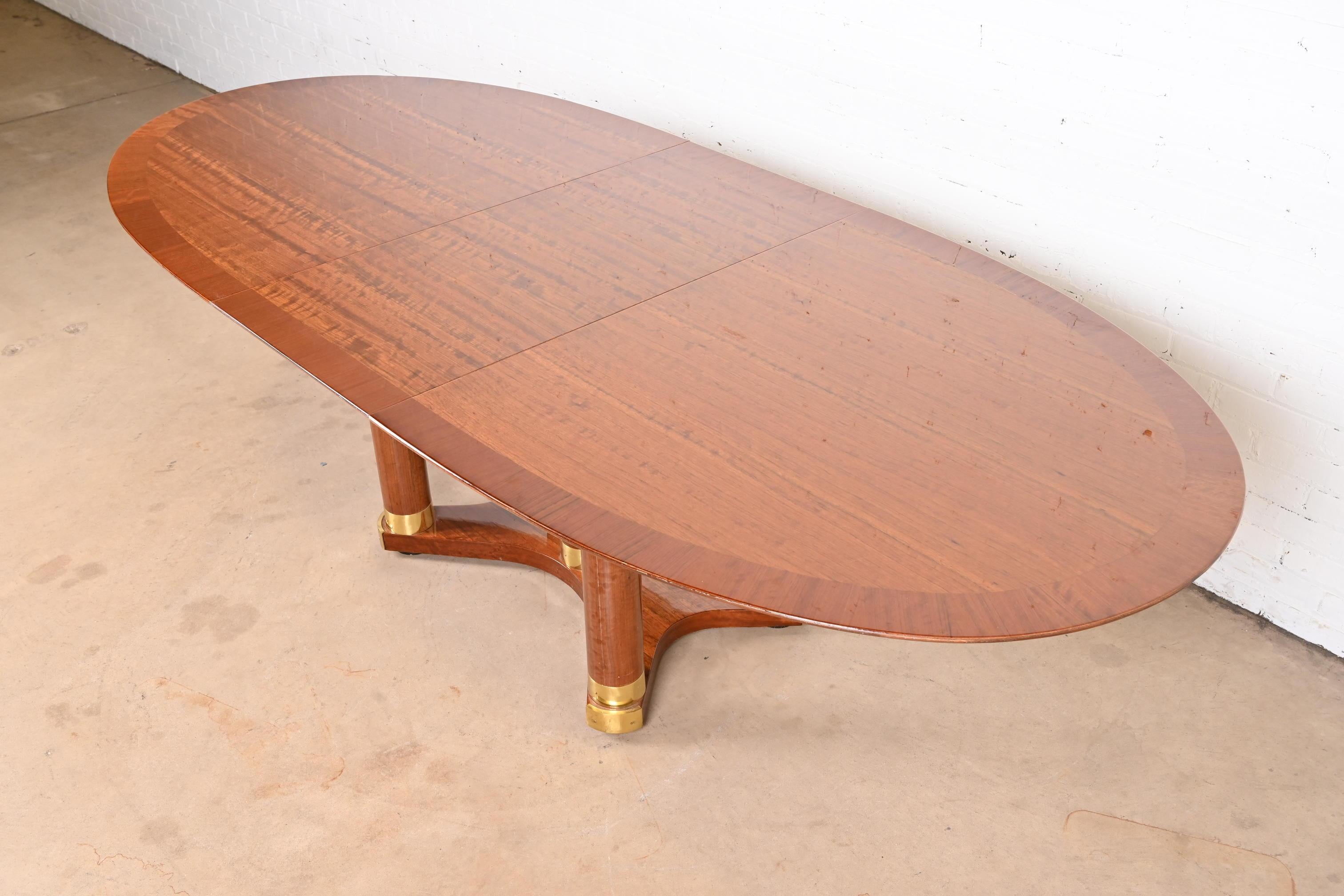 Henredon French Empire Pedestal Dining Table in Exotic Brazilian Daniella Wood For Sale 5