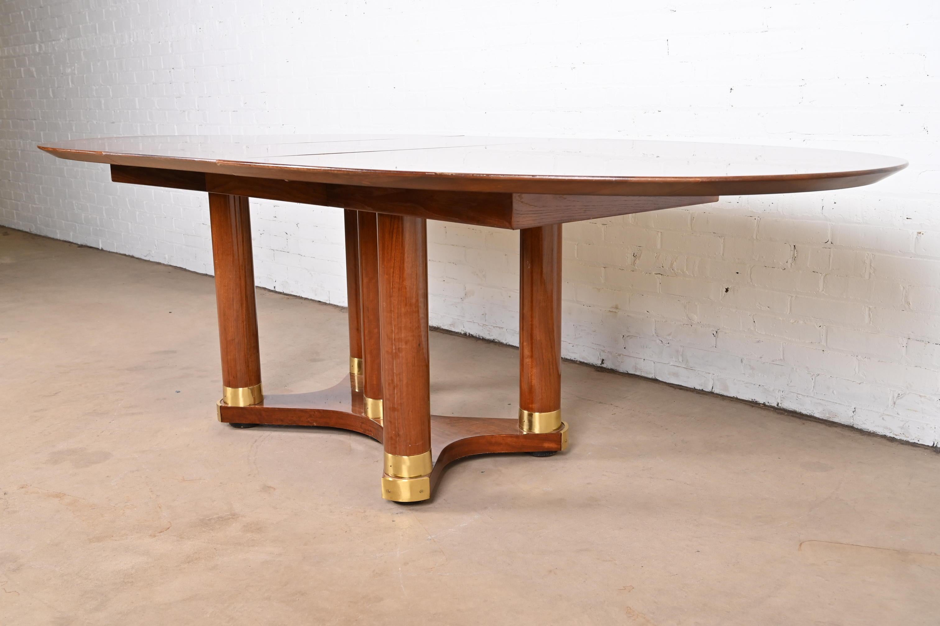 Henredon French Empire Pedestal Dining Table in Exotic Brazilian Daniella Wood For Sale 6