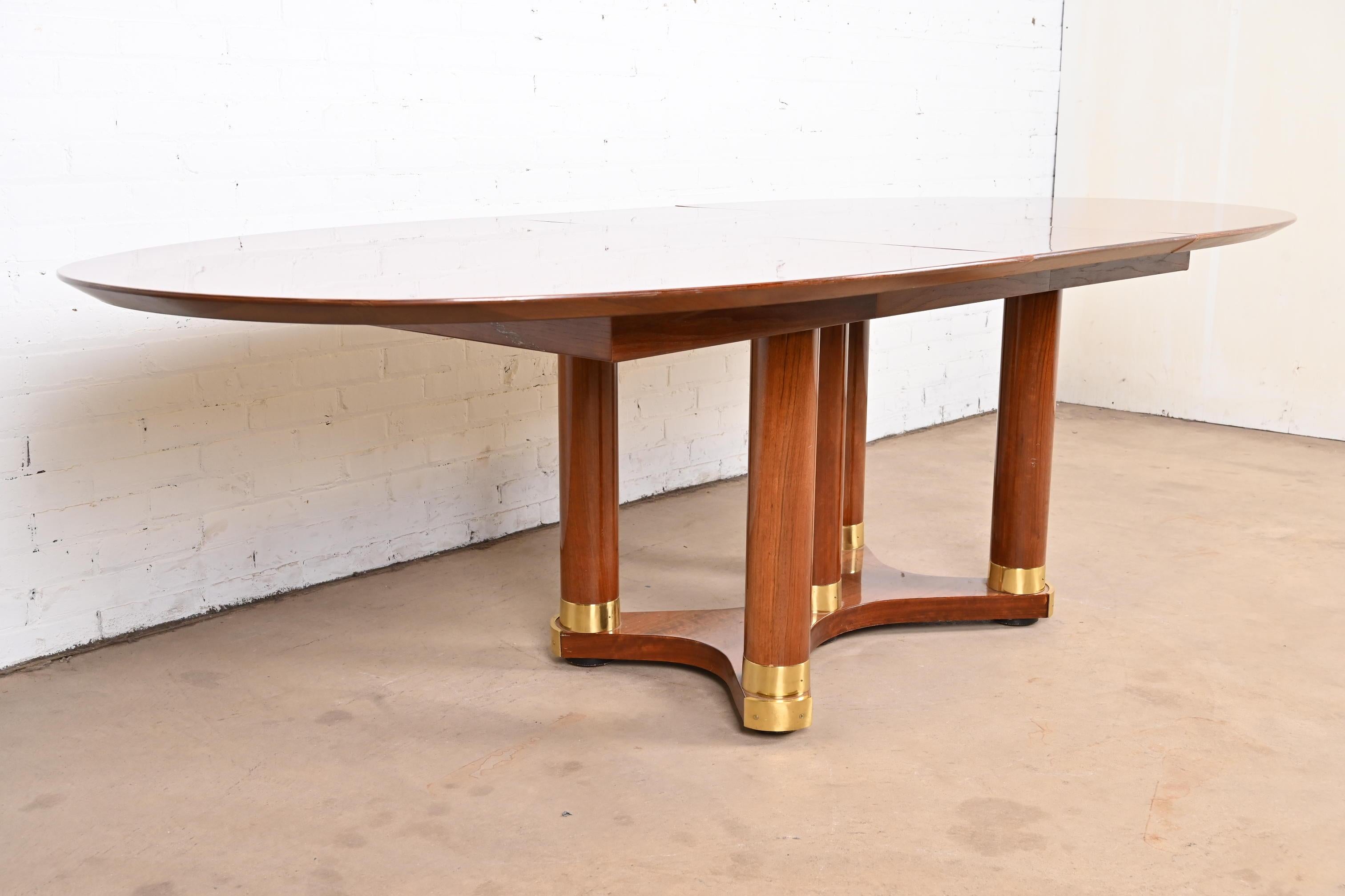 Henredon French Empire Pedestal Dining Table in Exotic Brazilian Daniella Wood For Sale 7
