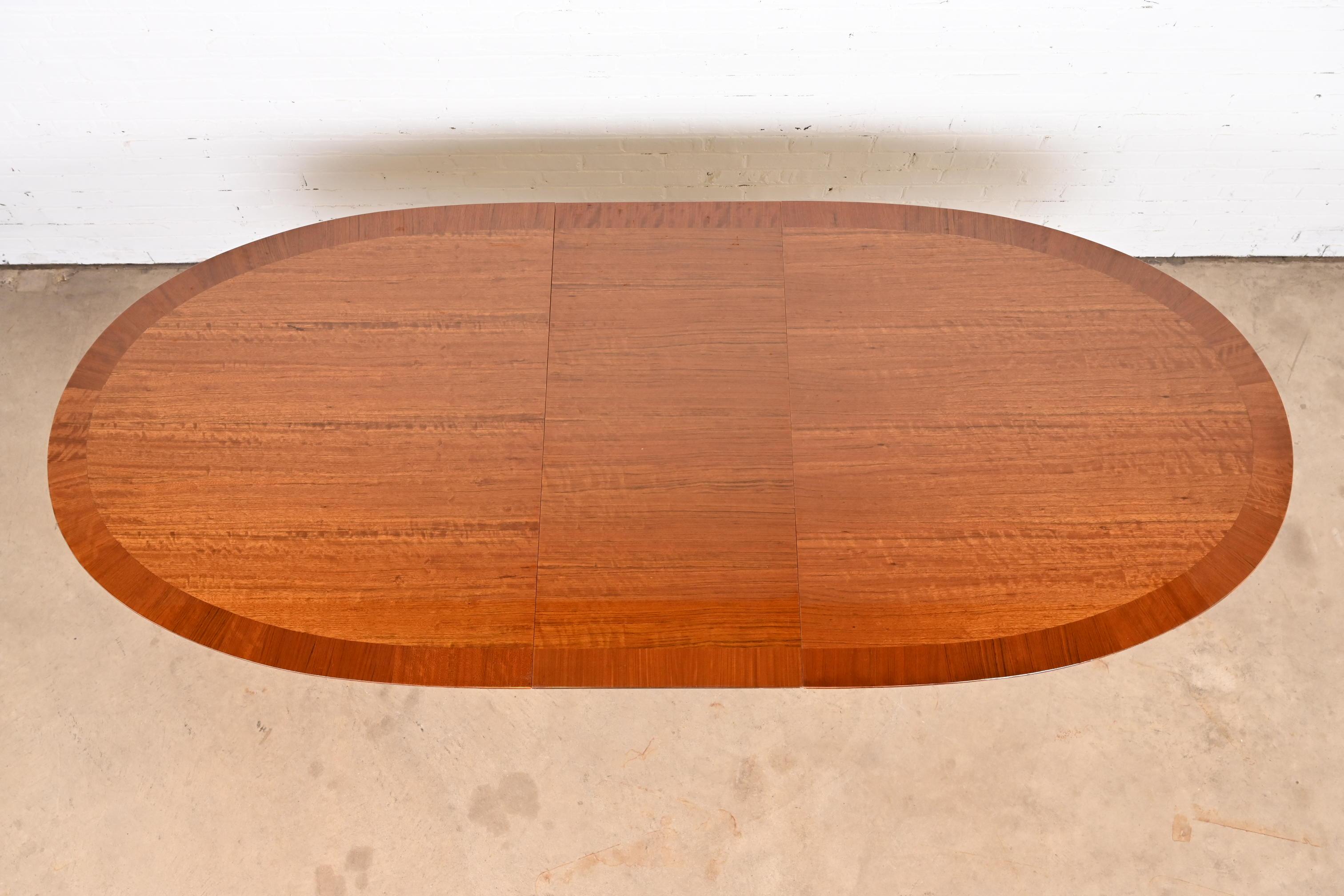 Henredon French Empire Pedestal Dining Table in Exotic Brazilian Daniella Wood For Sale 8