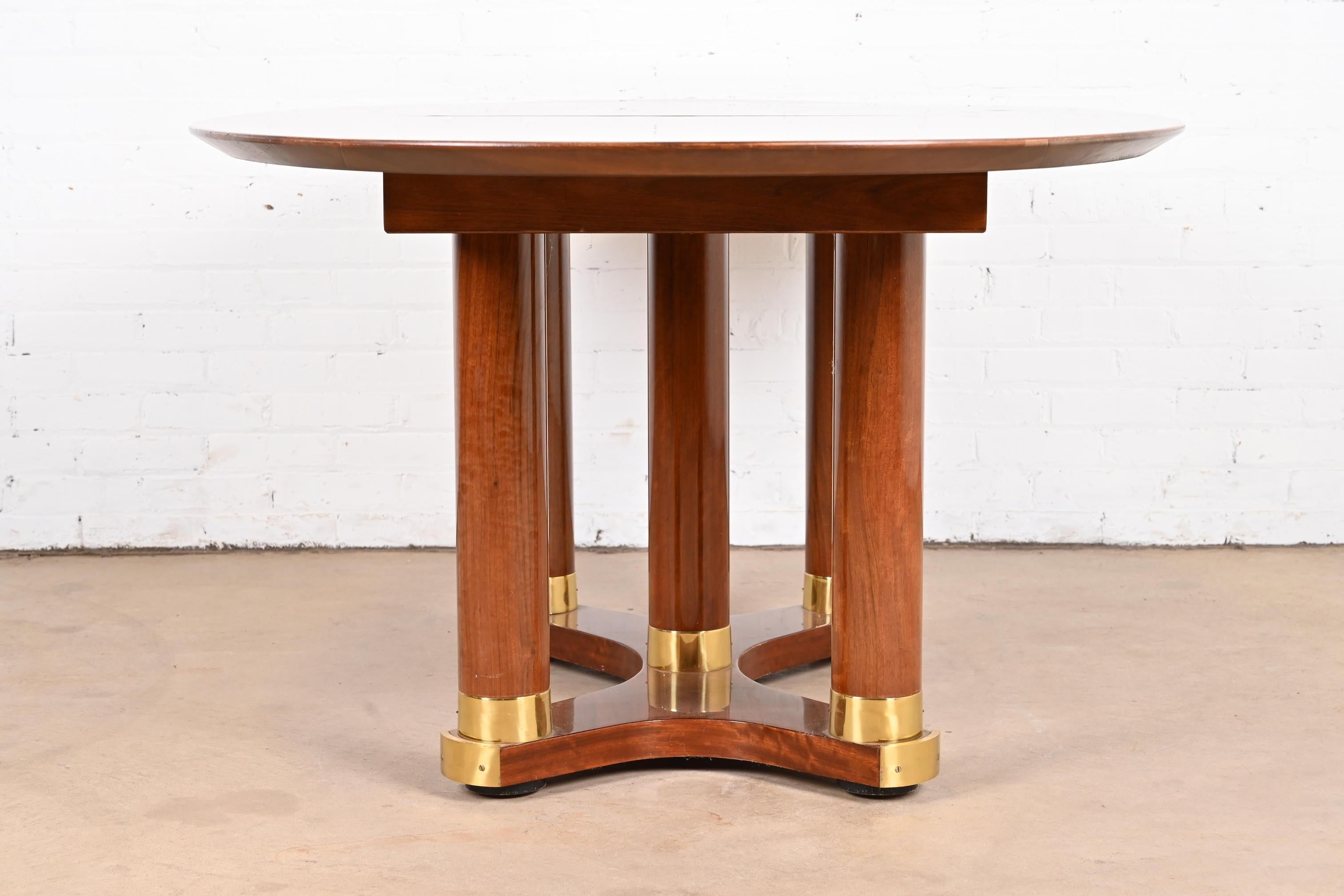 Henredon French Empire Pedestal Dining Table in Exotic Brazilian Daniella Wood For Sale 10