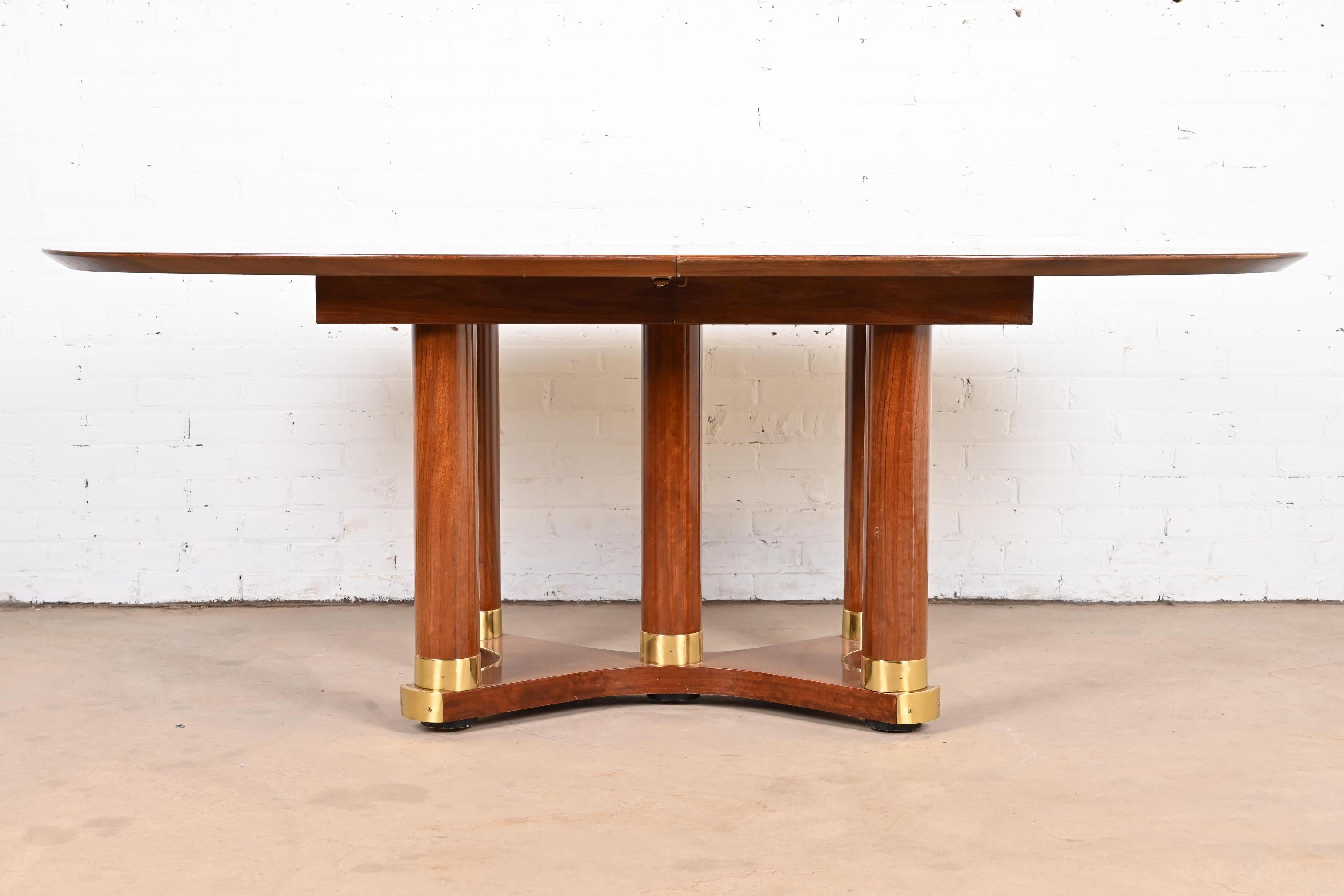 American Henredon French Empire Pedestal Dining Table in Exotic Brazilian Daniella Wood For Sale