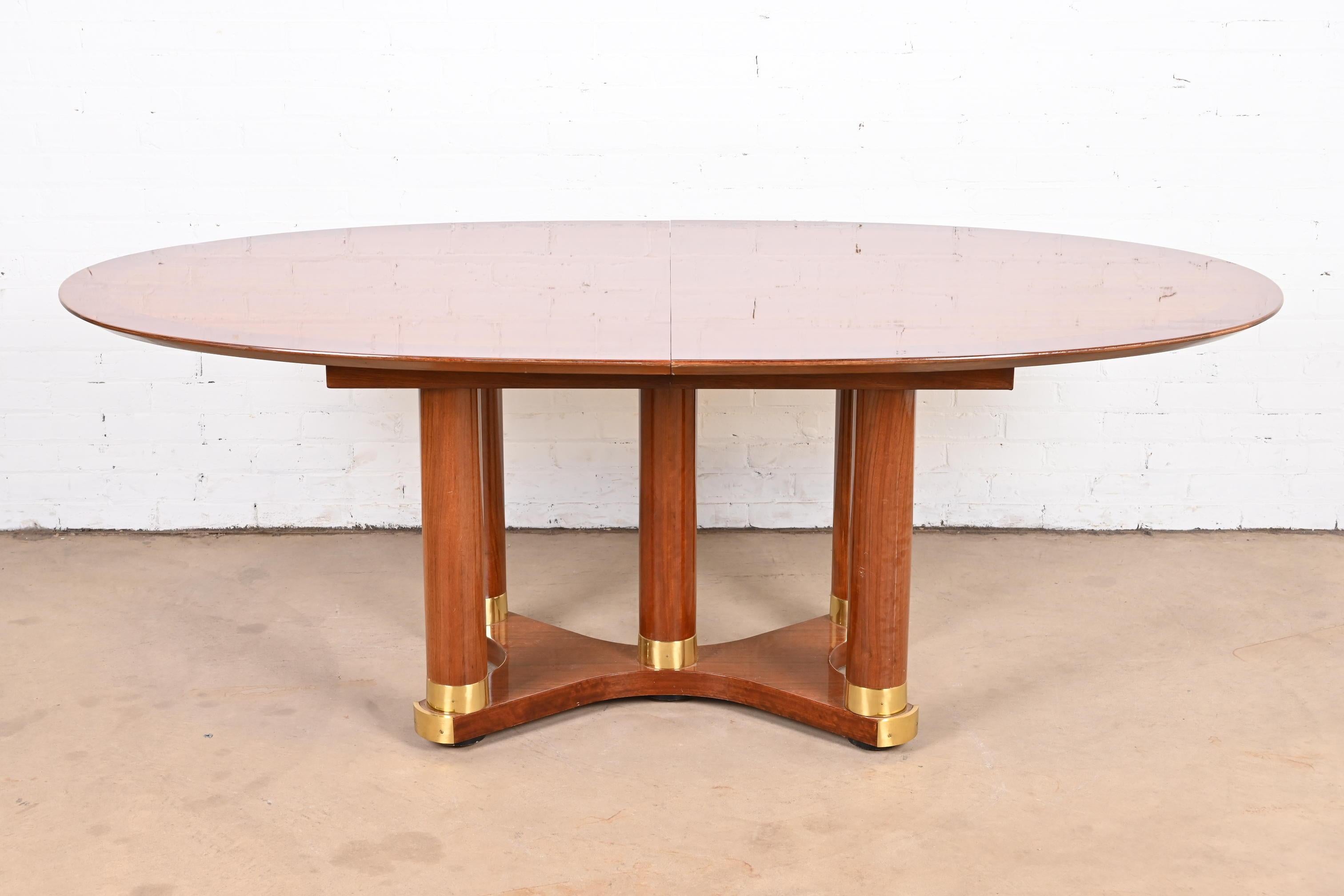 Henredon French Empire Pedestal Dining Table in Exotic Brazilian Daniella Wood In Good Condition For Sale In South Bend, IN