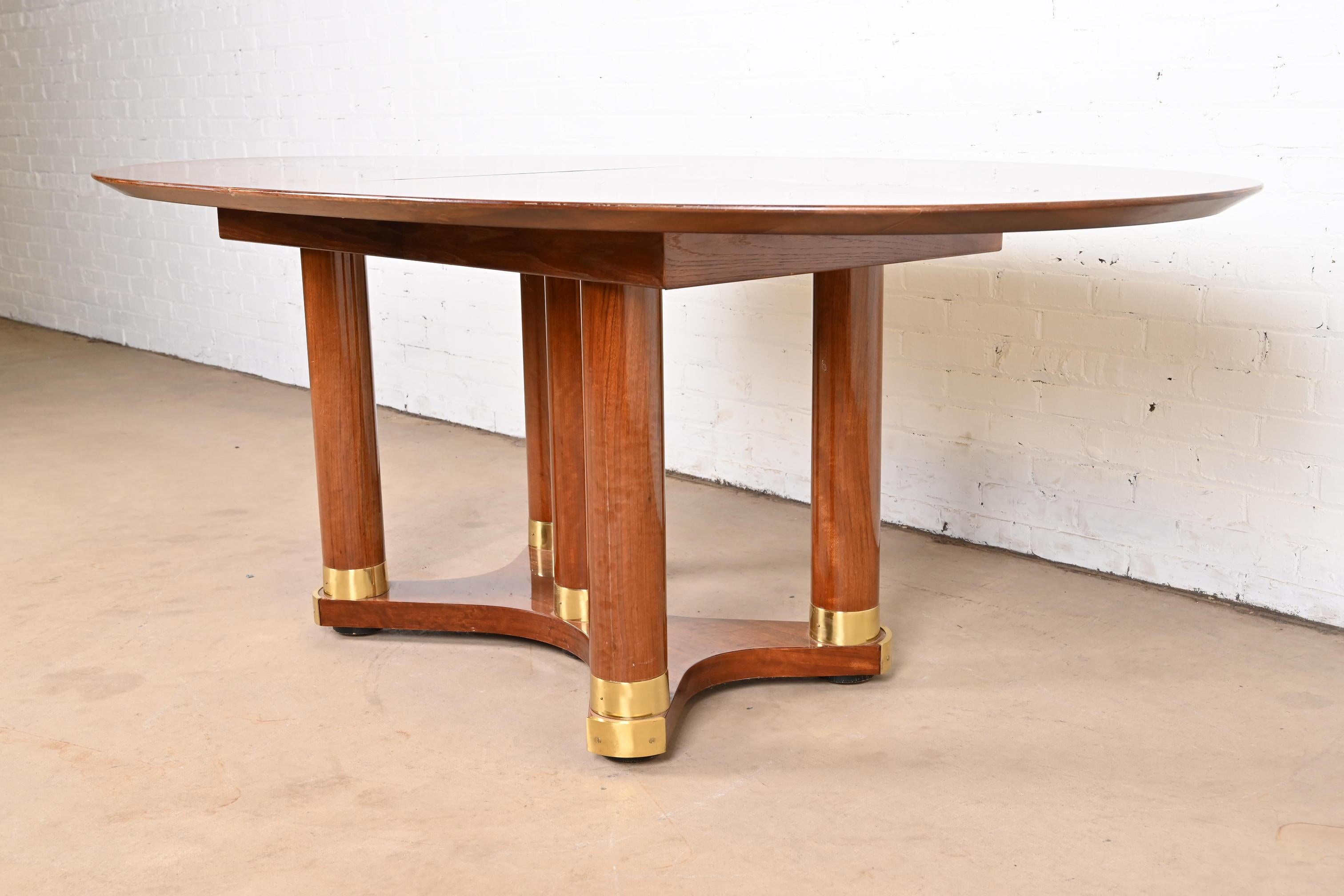 20th Century Henredon French Empire Pedestal Dining Table in Exotic Brazilian Daniella Wood For Sale