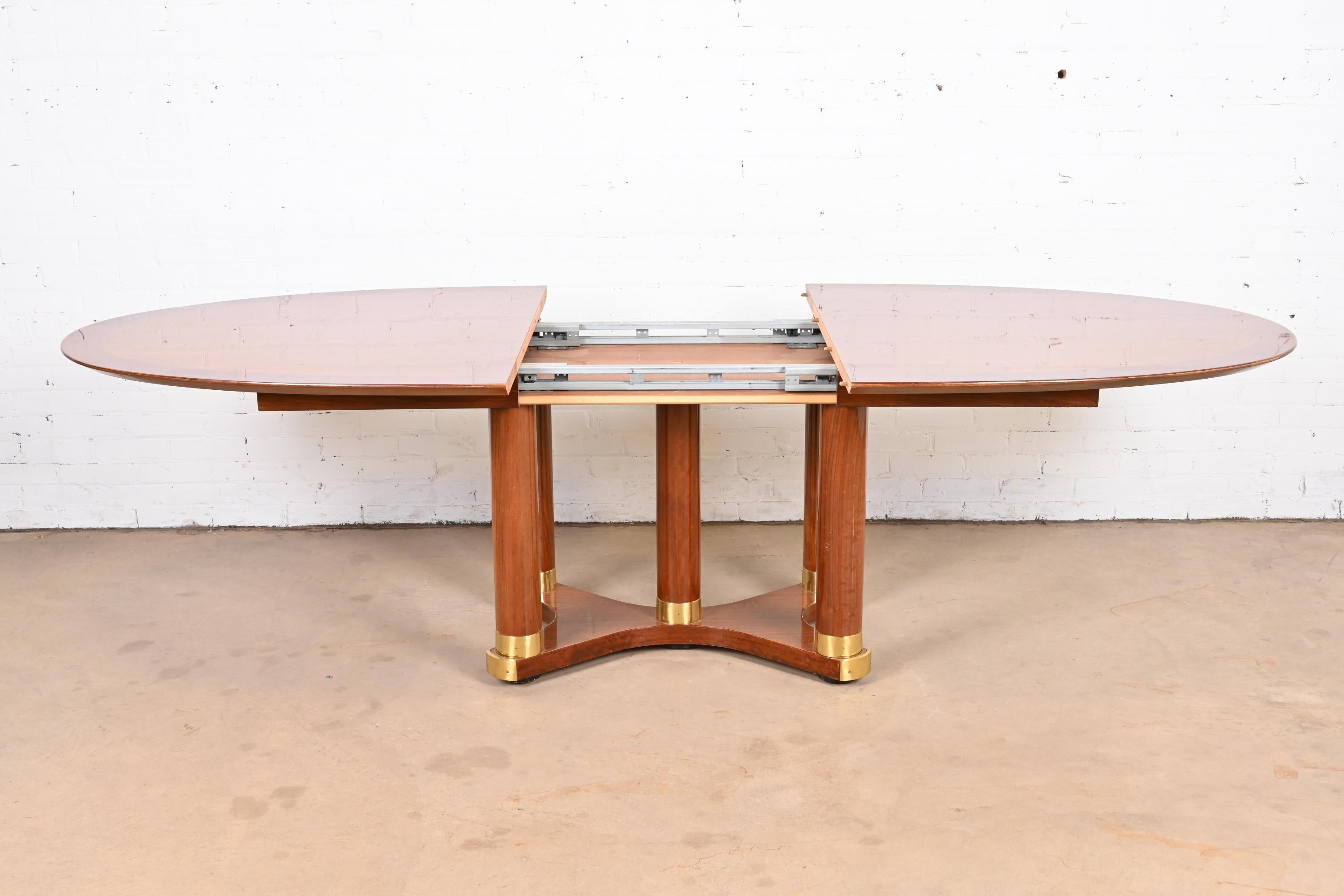 Henredon French Empire Pedestal Dining Table in Exotic Brazilian Daniella Wood For Sale 2