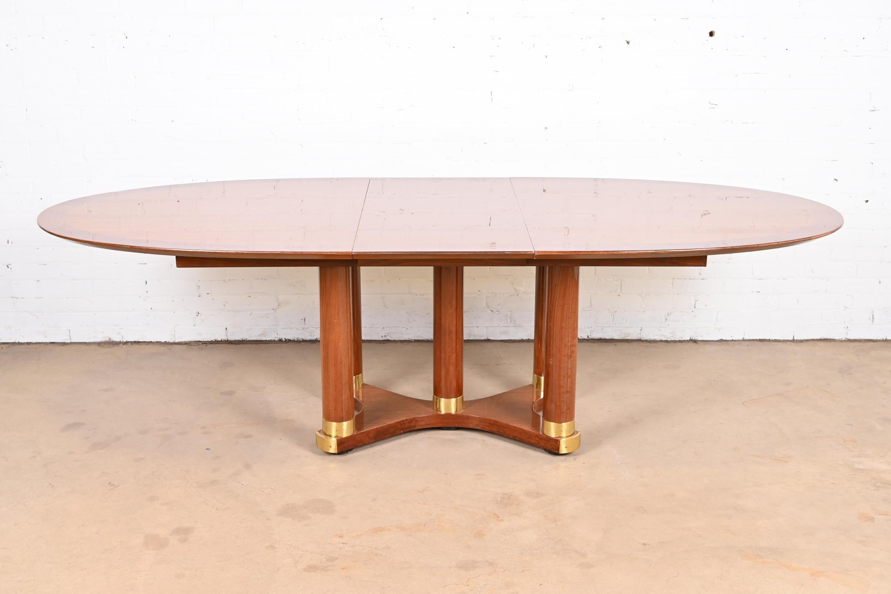 Henredon French Empire Pedestal Dining Table in Exotic Brazilian Daniella Wood For Sale 4