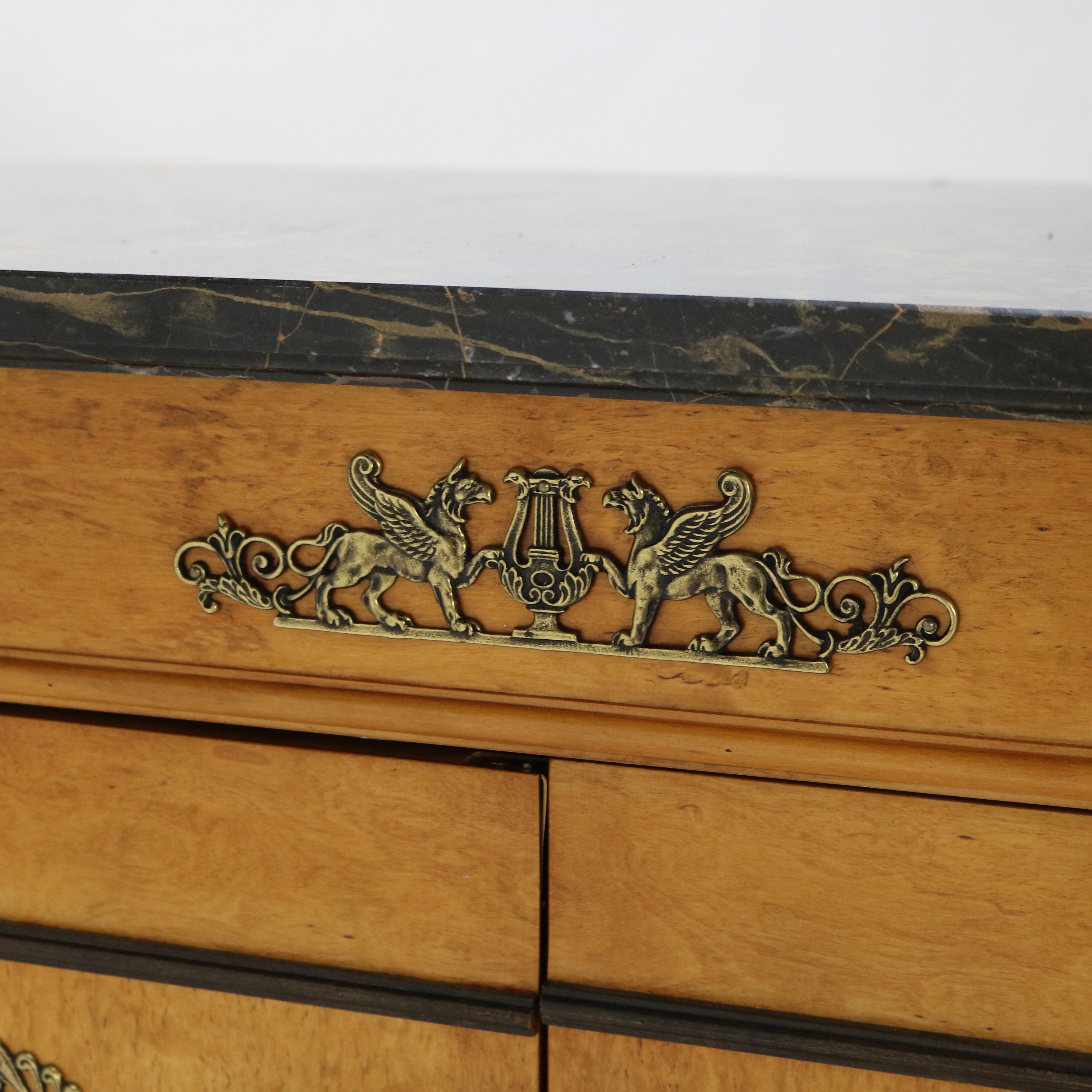 Henredon French Empire Satinwood, Ormolu & Marble Claw Foot Server 20thC For Sale 3
