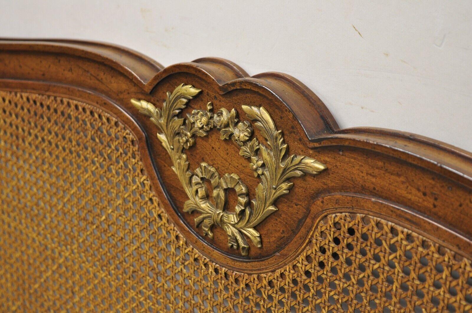 Henredon French Louis XV Style Cane Panel Walnut Queen Full Sz Bed Headboard 5