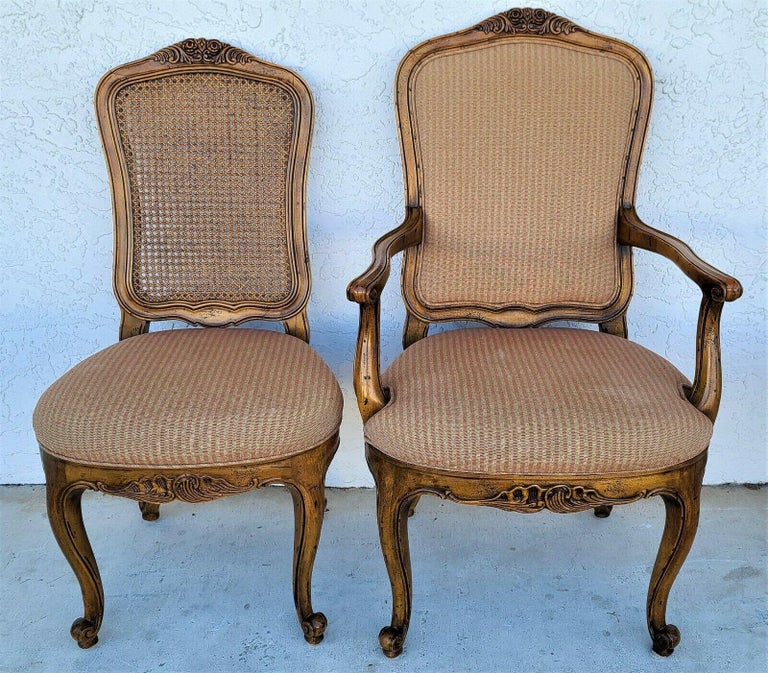 Henredon French Provincial Cane Back Dining Chairs, Set of 6 In Good Condition For Sale In Lake Worth, FL