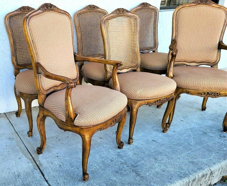 Henredon French Provincial Cane Back Dining Chairs, Set of 6 For Sale 1