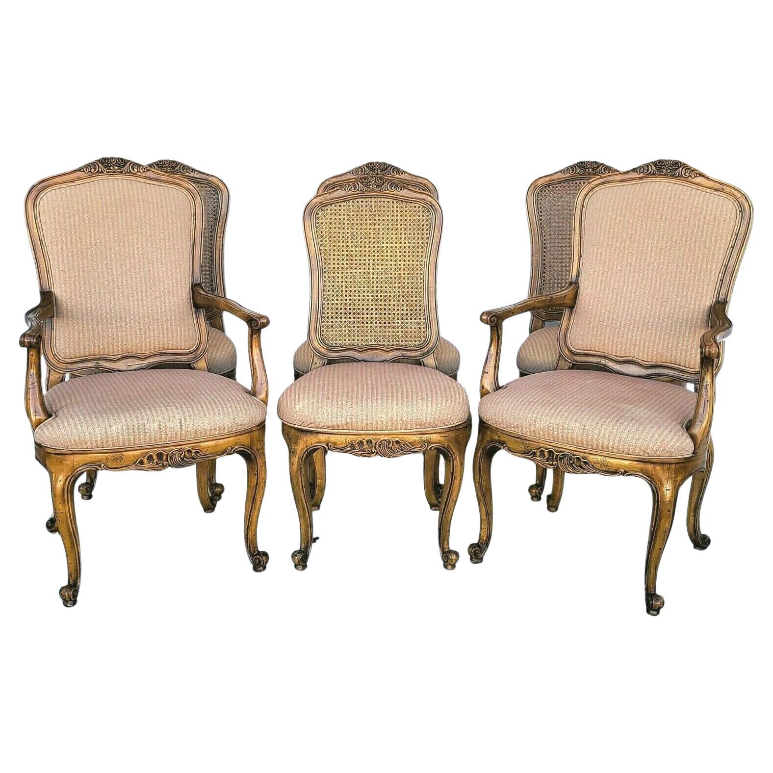 Henredon French Provincial Cane Back Dining Chairs, Set of 6