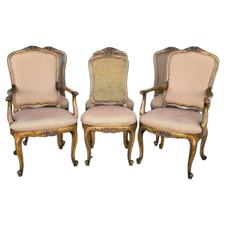 Henredon French Provincial Cane Back Dining Chairs, Set of 6 For Sale