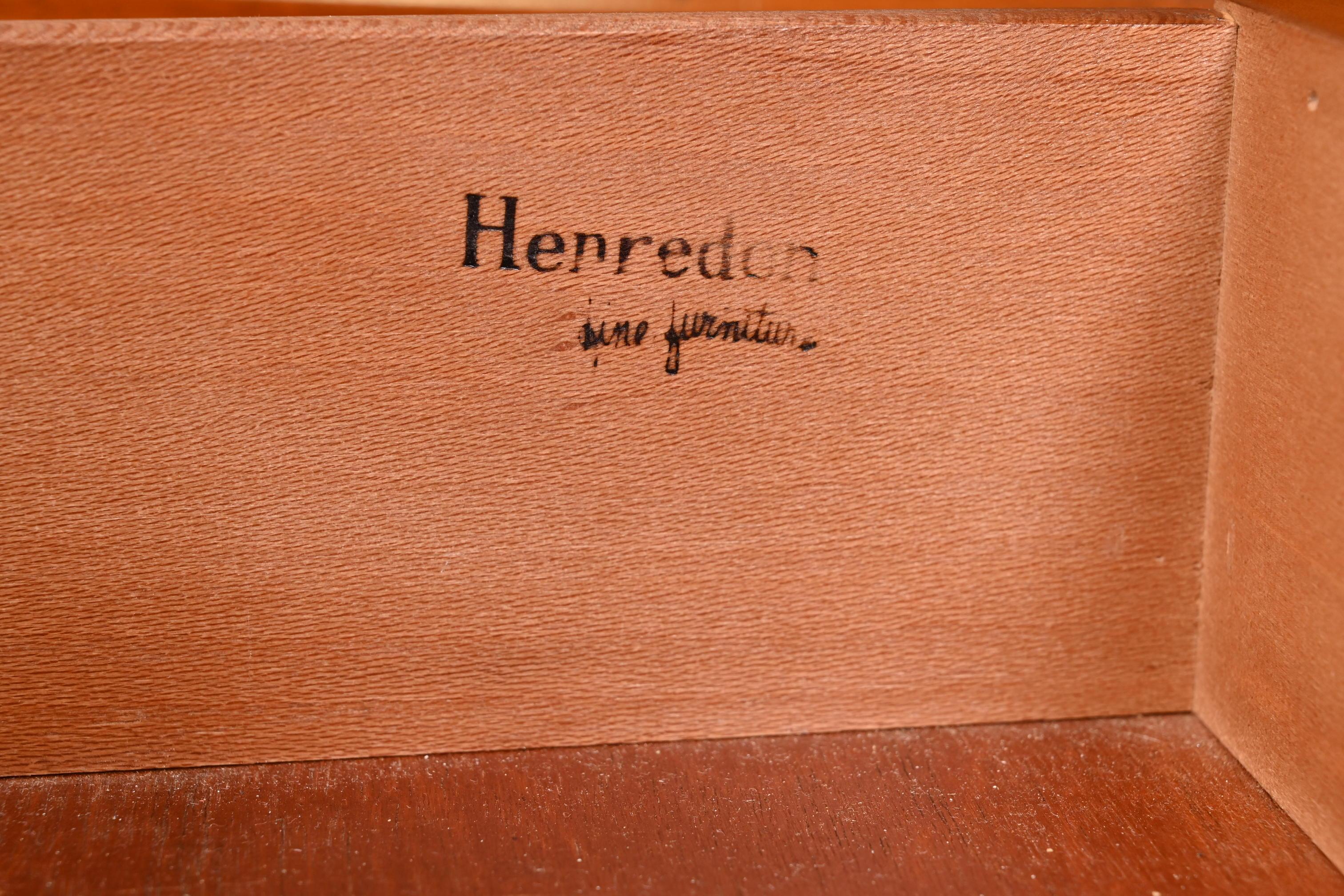 Brass Henredon French Provincial Carved Walnut Sideboard or Bar Cabinet For Sale