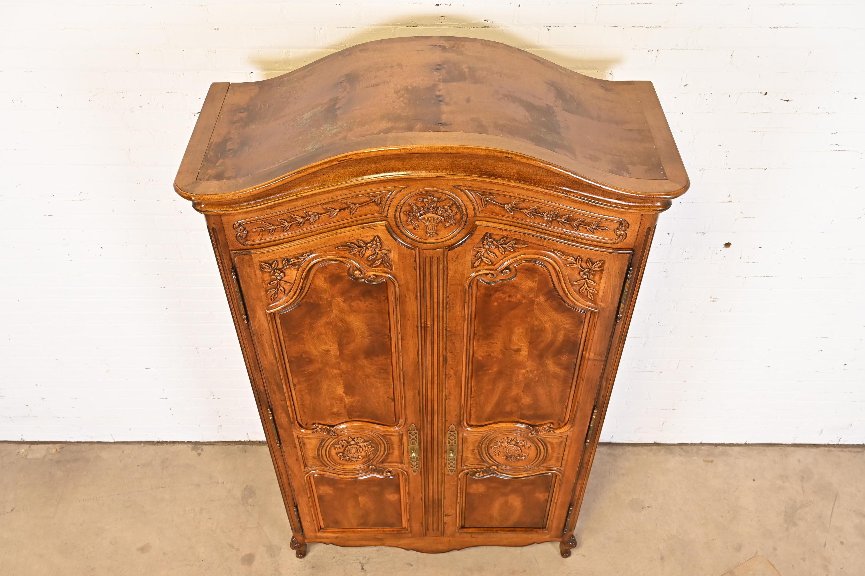 Henredon French Provincial Louis XV Burled Walnut Armoire Dresser 8