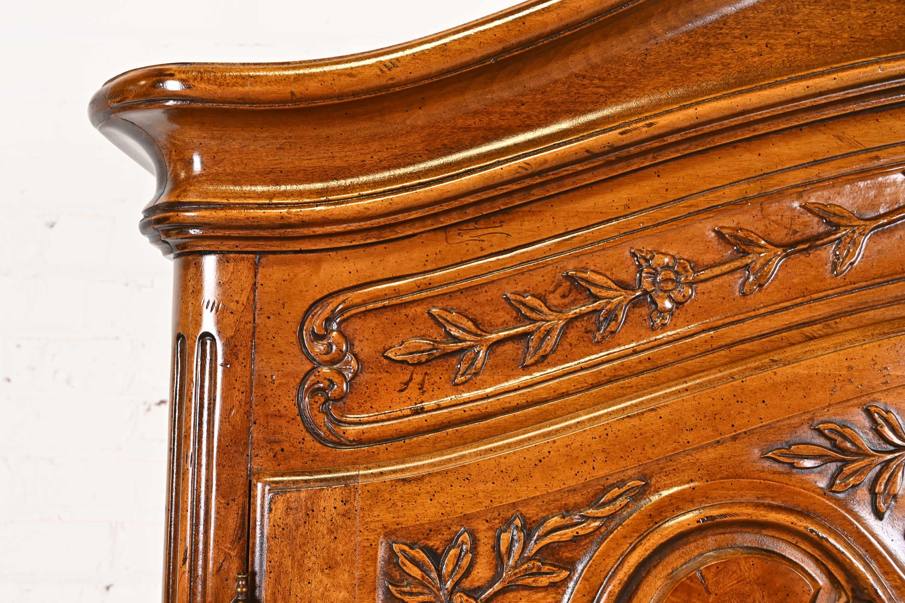 Henredon French Provincial Louis XV Burled Walnut Armoire Dresser 1