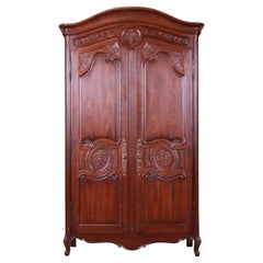 Henredon French Provincial Louis XV Carved Oak Armoire Dresser