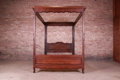 Henredon French Provincial Louis XV Carved Oak Queen Size Canopy Bed