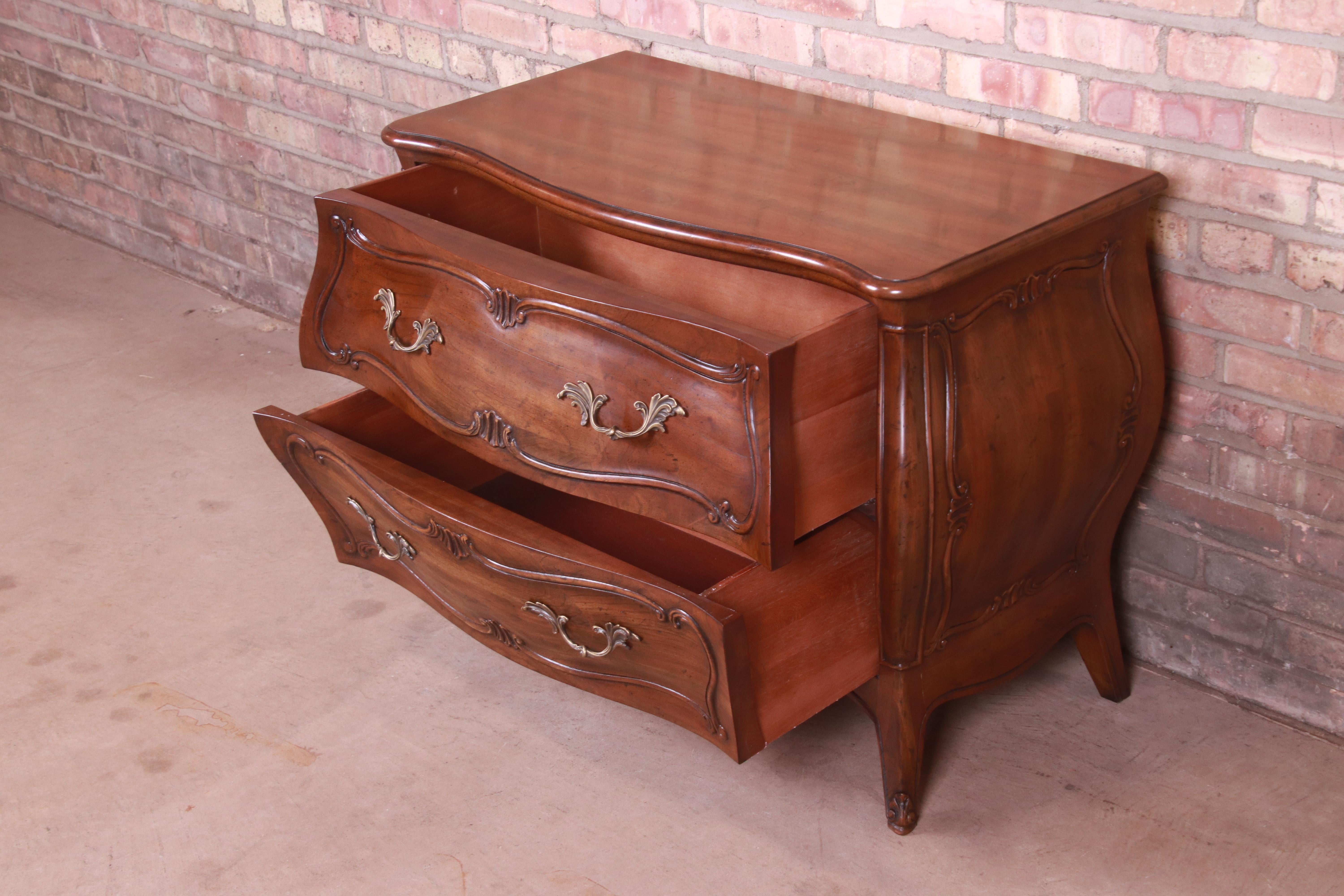 Henredon French Provincial Louis XV Carved Walnut Bombay Chest For Sale 3