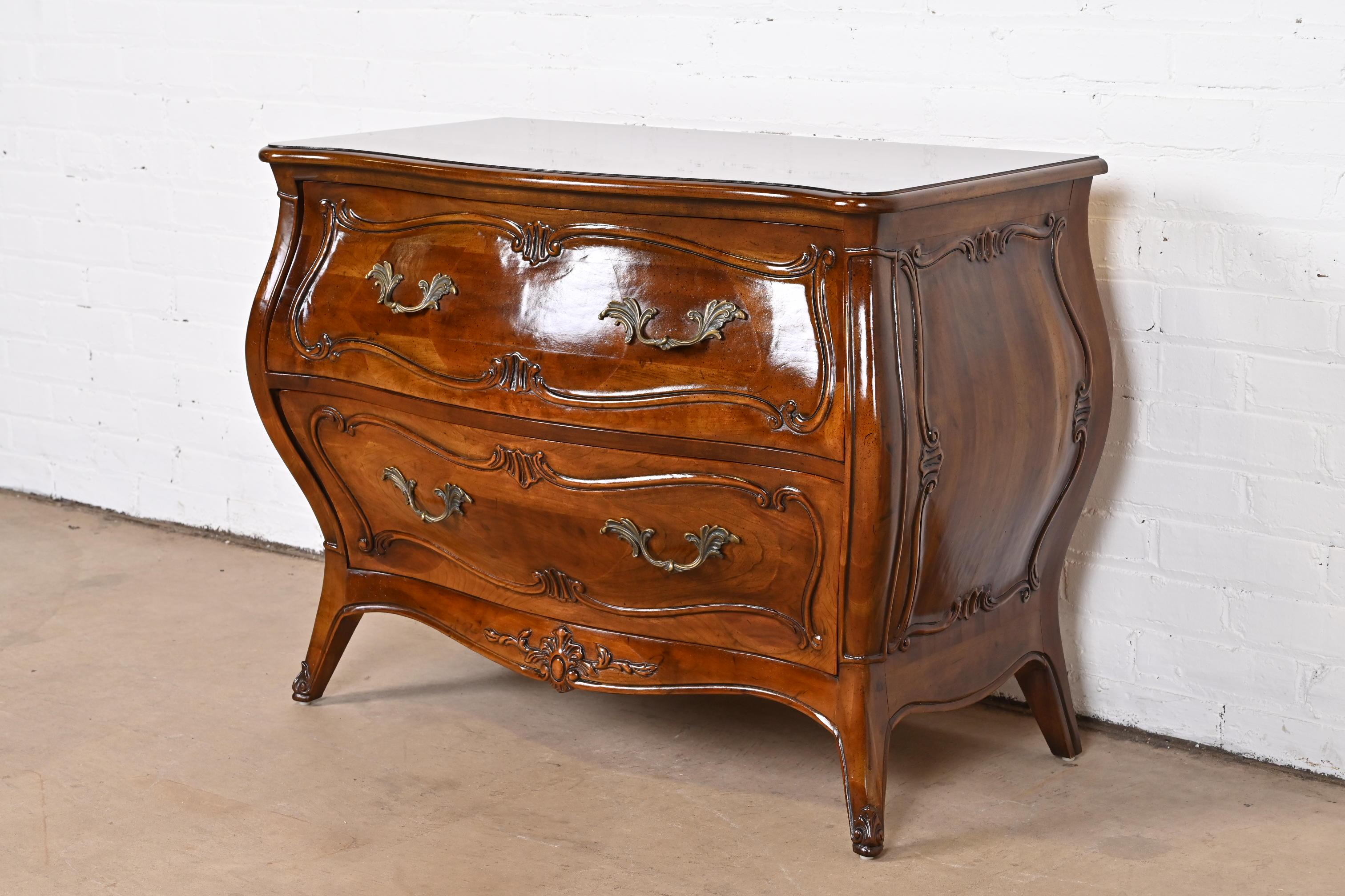 Late 20th Century Henredon French Provincial Louis XV Carved Walnut Bombay Chest