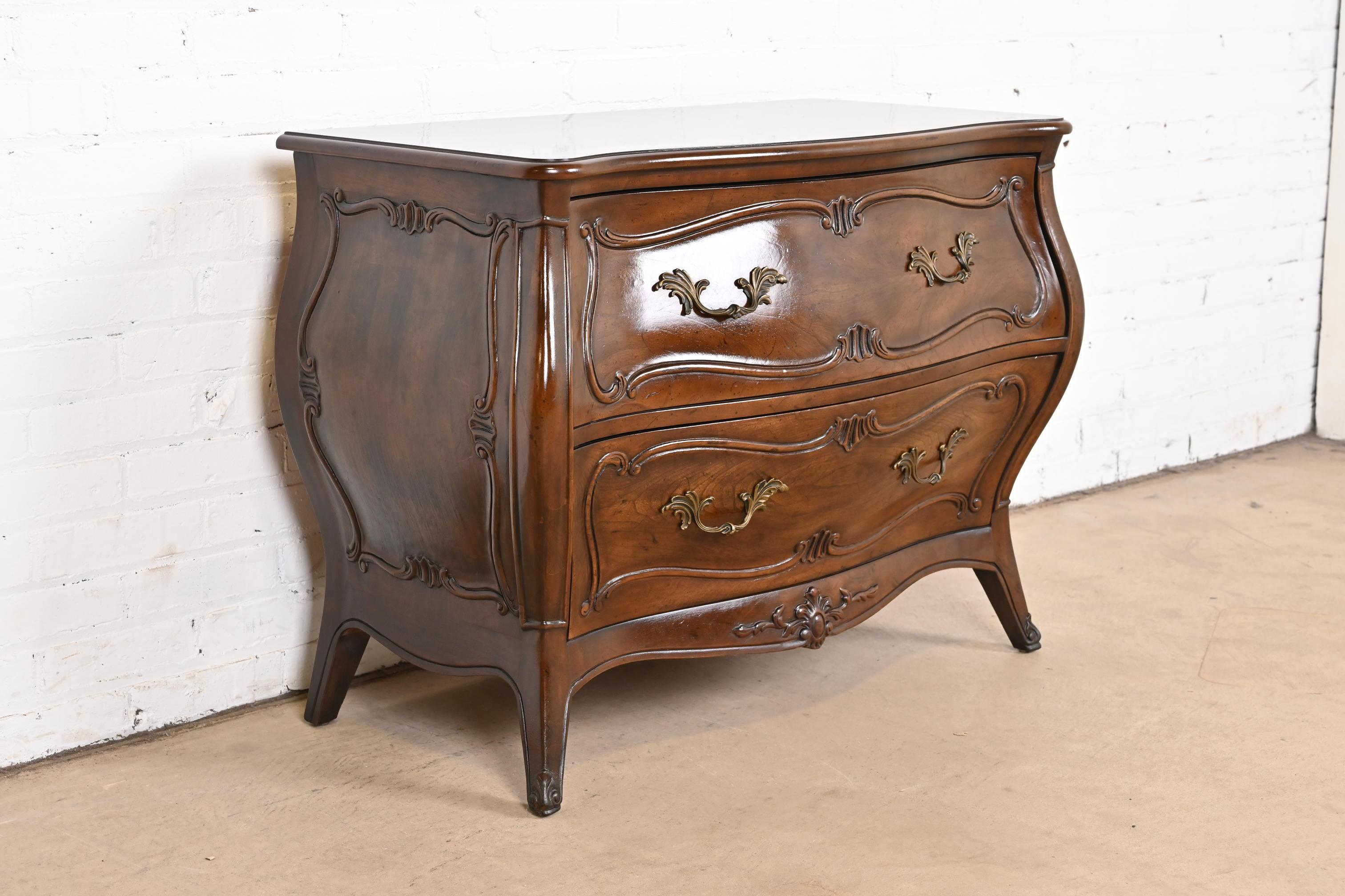 20th Century Henredon French Provincial Louis XV Carved Walnut Bombay Chest