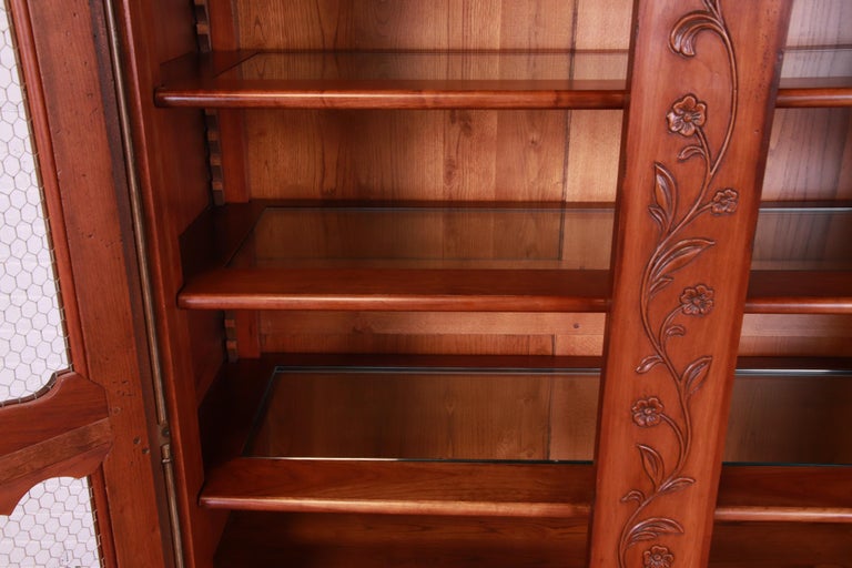 Henredon French Provincial Louis XV Cherry Wood Bibliotheque Bookcase