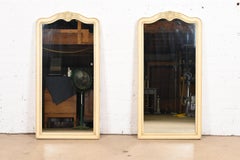 Henredon French Provincial Louis XV Cream and Light Green Lacquered Wall Mirrors
