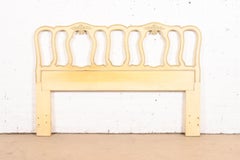 Henredon French Provincial Louis XV Cream Lacquered Queen Size Headboard
