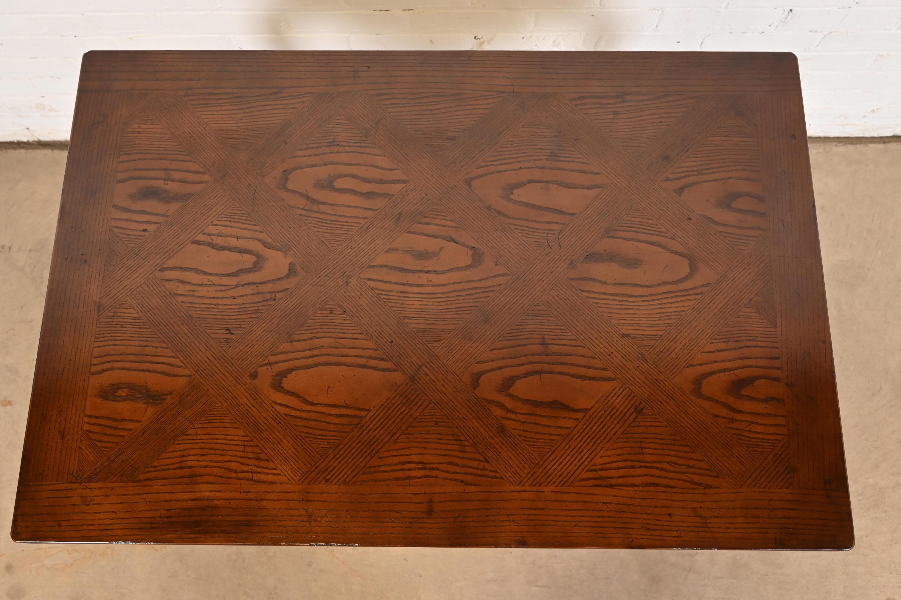Henredon French Provincial Louis XV Oak Flip Top Console Game Table, Circa 1970s For Sale 2