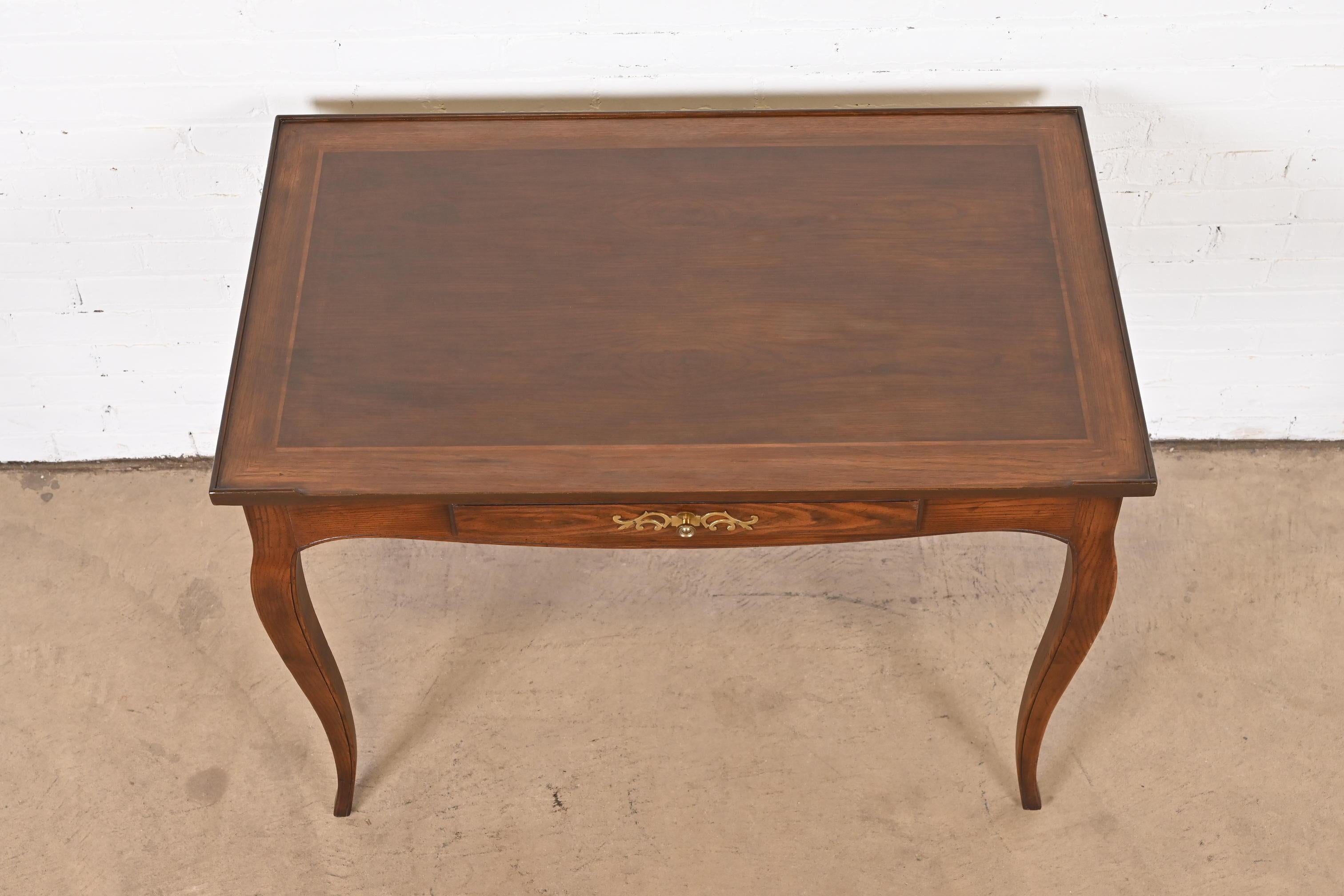 Henredon French Provincial Louis XV Oak Writing Desk For Sale 4
