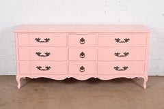 Henredon French Provincial Louis XV Pink Lacquered Dresser, Newly Refinished