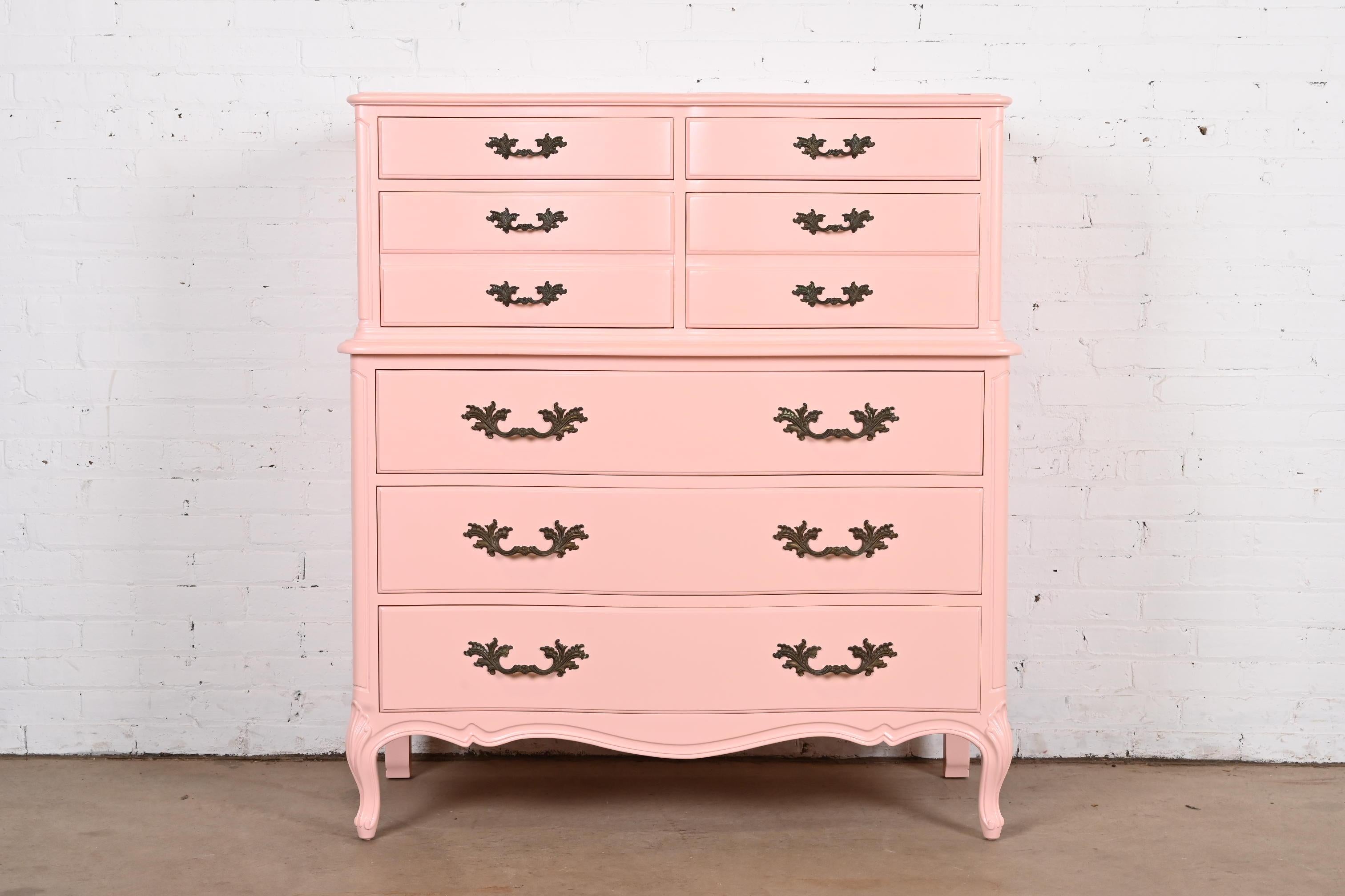 white and pink dresser