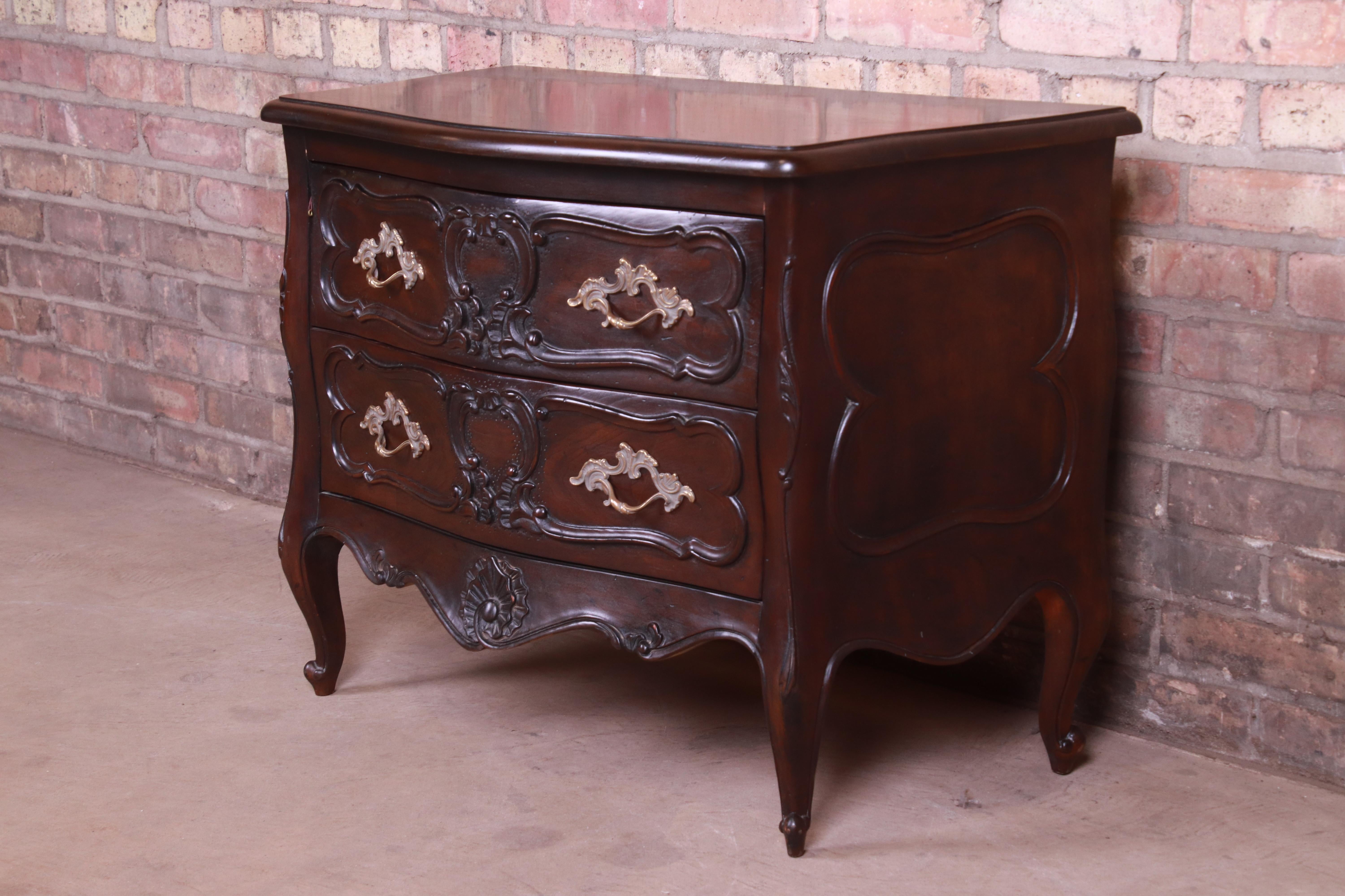 American Henredon French Provincial Louis XV Walnut Bombay Chest or Commode For Sale