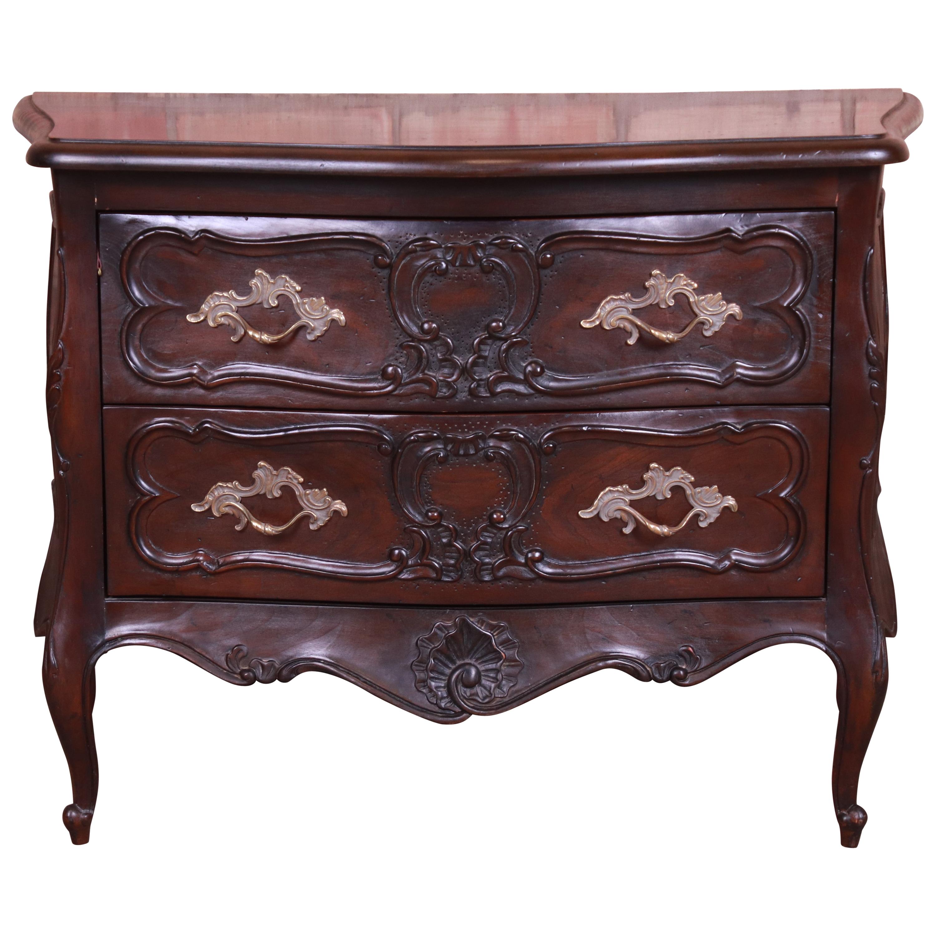 Henredon French Provincial Louis XV Walnut Bombay Chest or Commode For Sale