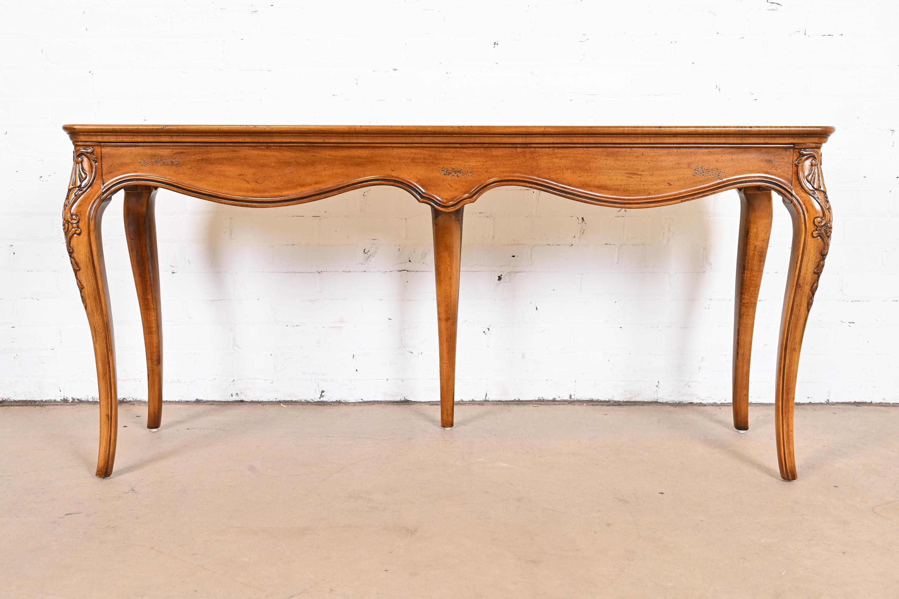 Henredon French Provincial Louis XV Walnut Console or Sofa Table, Refinished 6