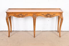 Henredon French Provincial Louis XV Walnut Console or Sofa Table, Refinished