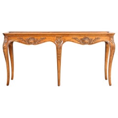 Henredon French Provincial Louis XV Walnut Console or Sofa Table, Refinished