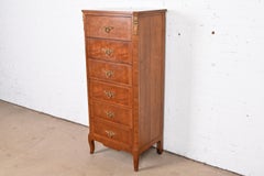 Henredon French Provincial Louis XV Walnut Lingerie Chest With Mounted Ormolu