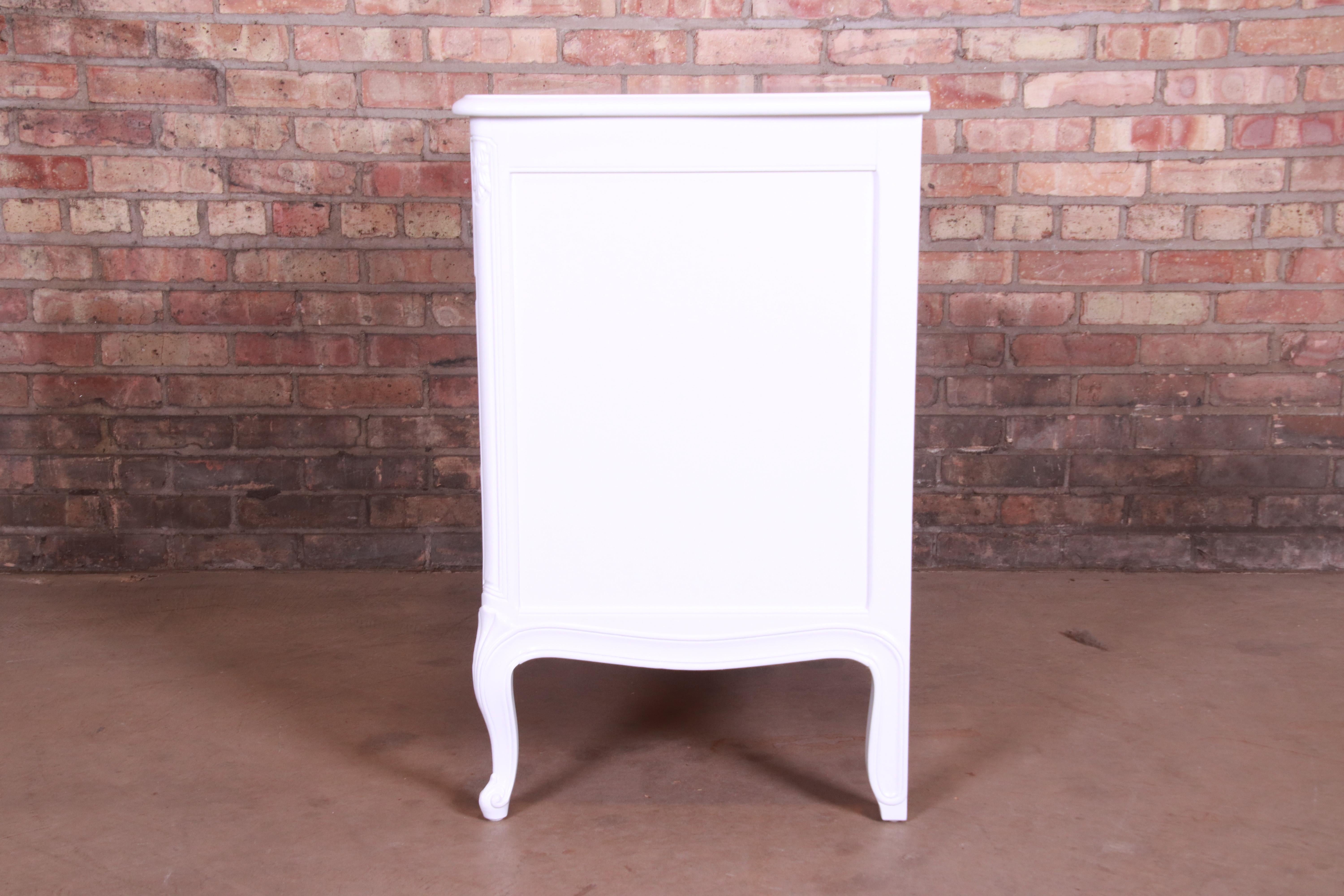 Henredon French Provincial Louis XV White Lacquered Chest of Drawers, Refinished 8