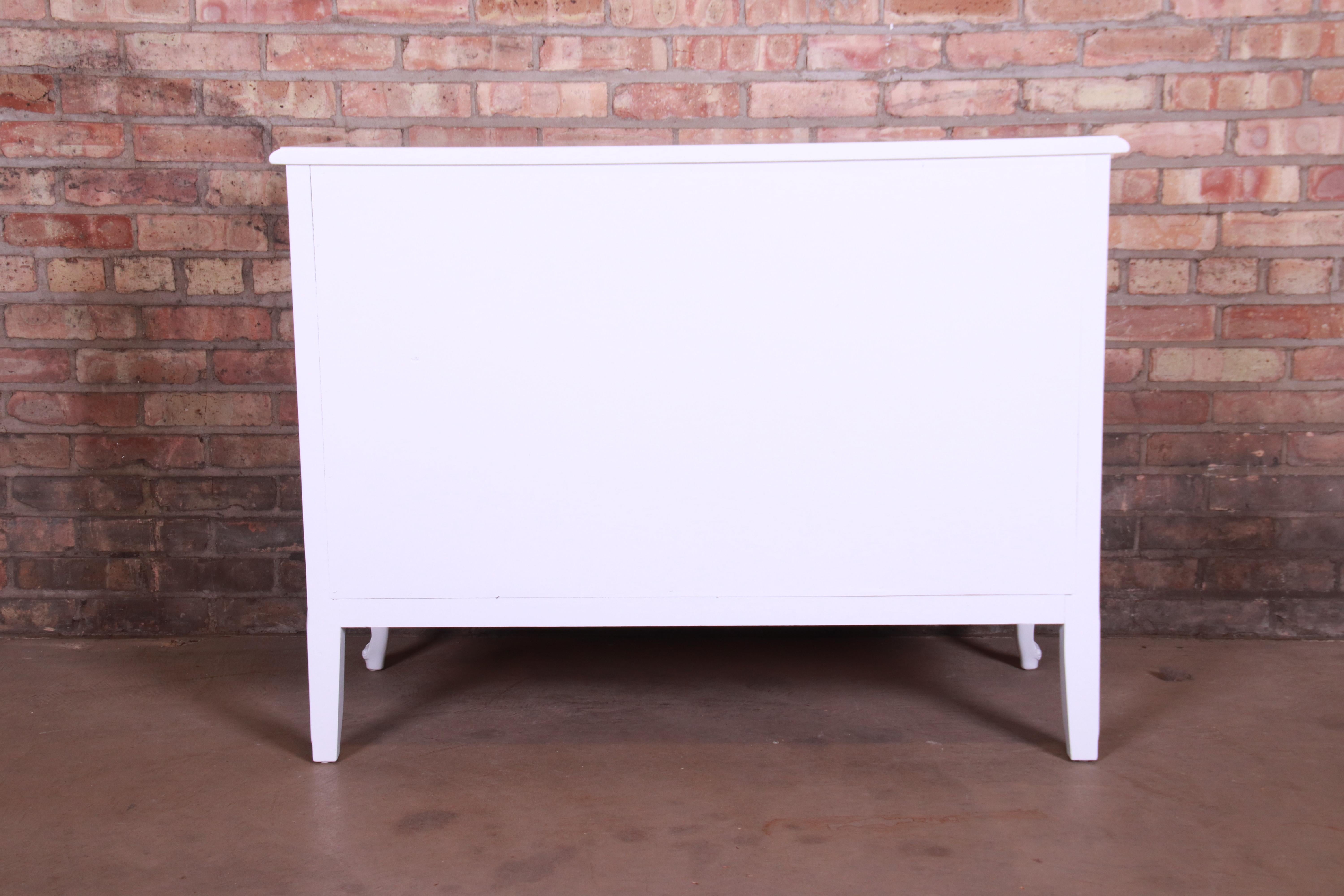 Henredon French Provincial Louis XV White Lacquered Chest of Drawers, Refinished 9