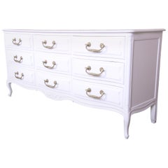 Henredon French Provincial Louis XV White Lacquered Dresser, Newly Refinished