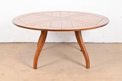 Henredon French Provincial Rustic Oak Farmhouse Round Dining Table, Restored