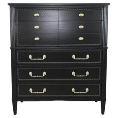 Henredon French Regency Black Lacquered Highboy