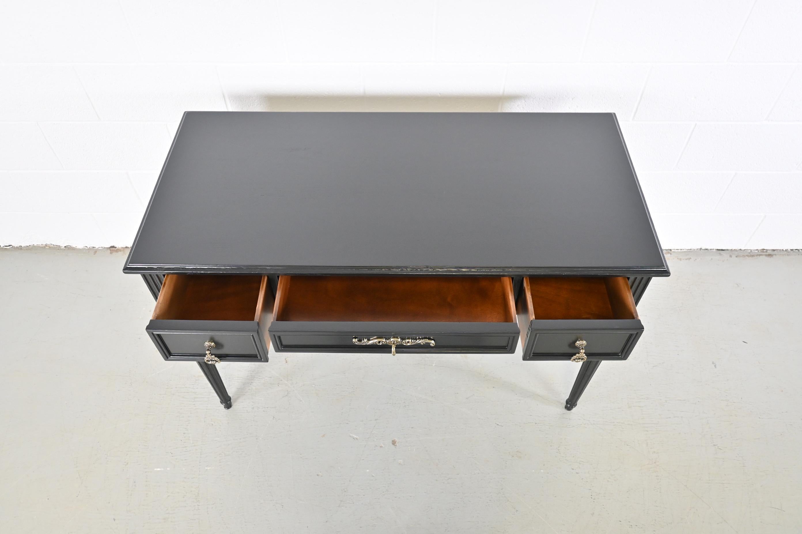 Henredon French Regency Black Lacquered Writing Desk 4