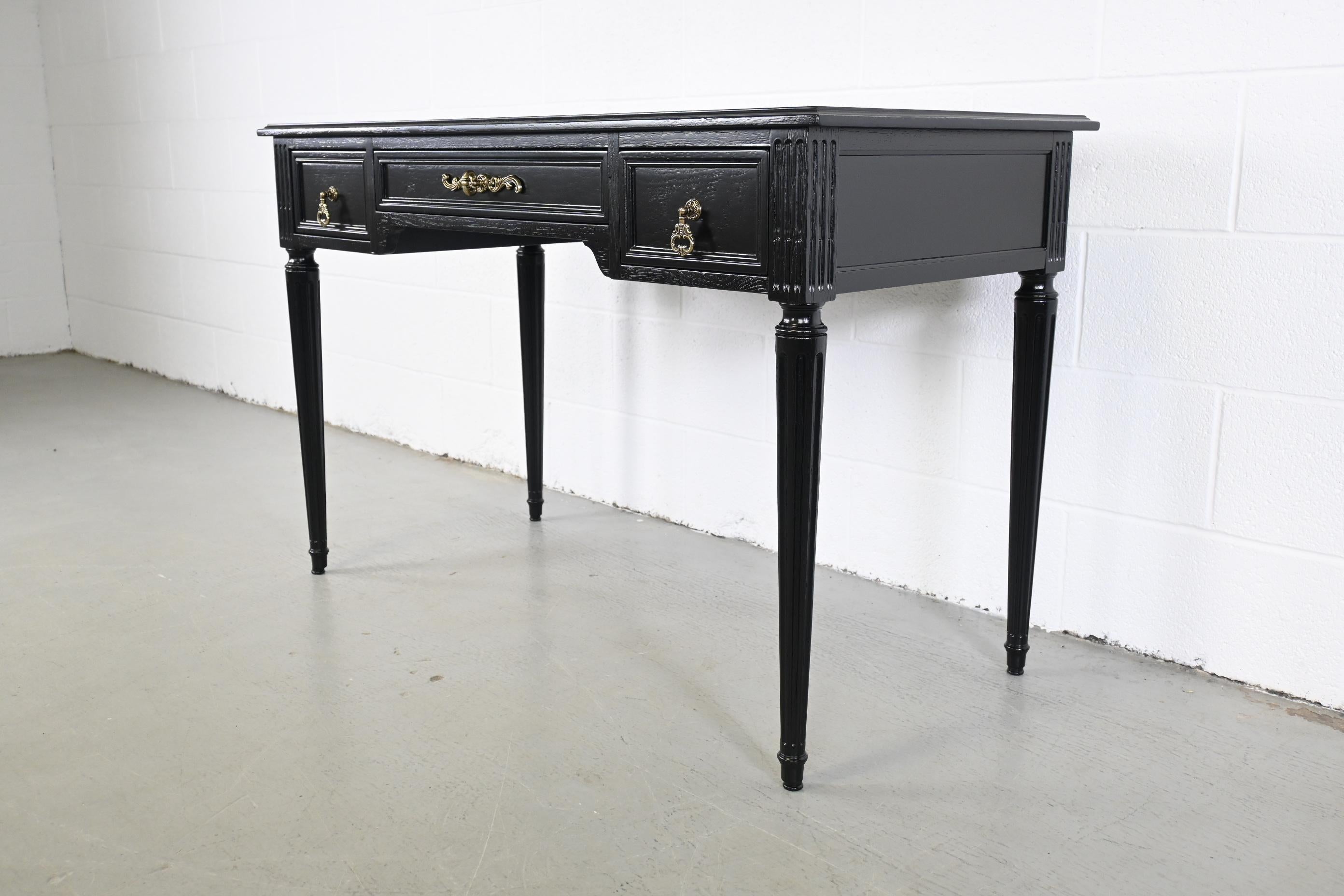 American Henredon French Regency Black Lacquered Writing Desk