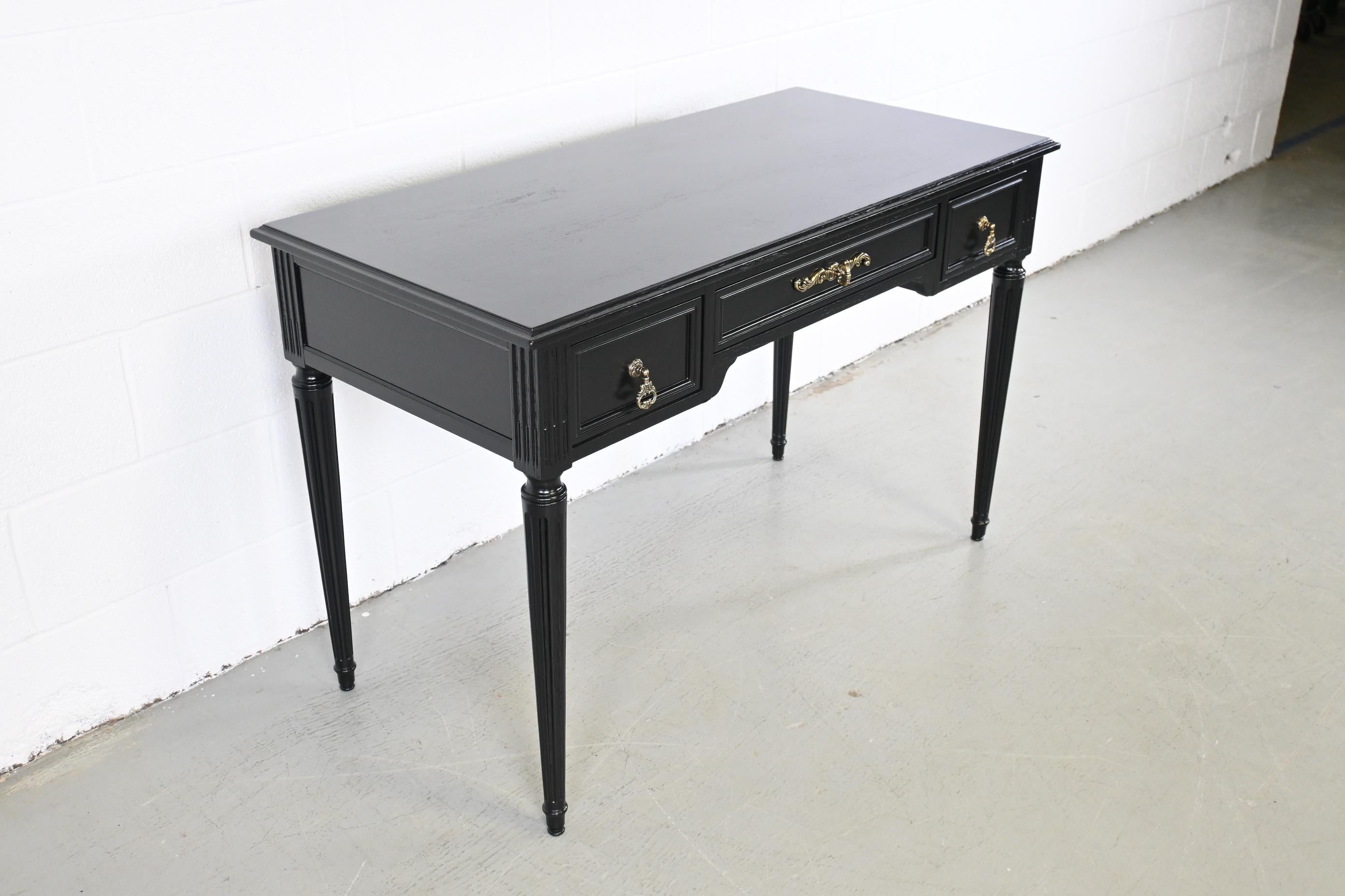 Late 20th Century Henredon French Regency Black Lacquered Writing Desk